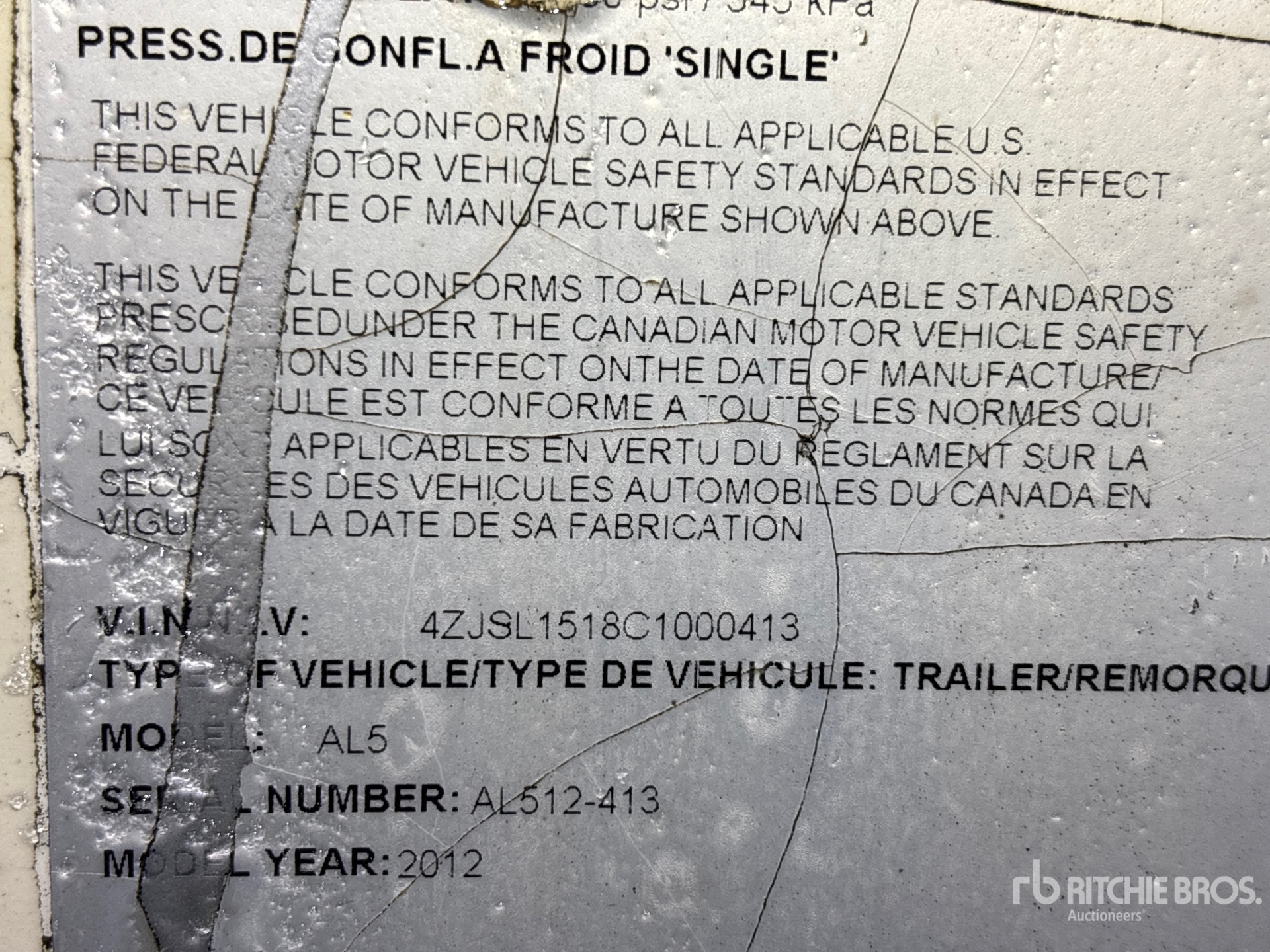 General Appearance with Serial Number / VIN