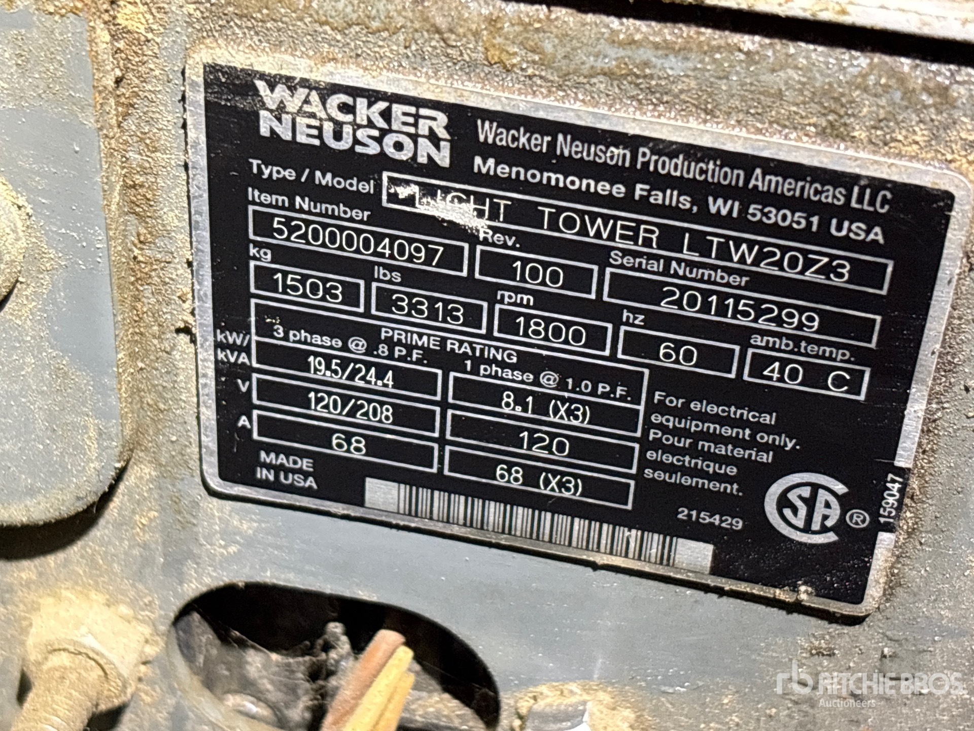 General Appearance with Unit Serial Number