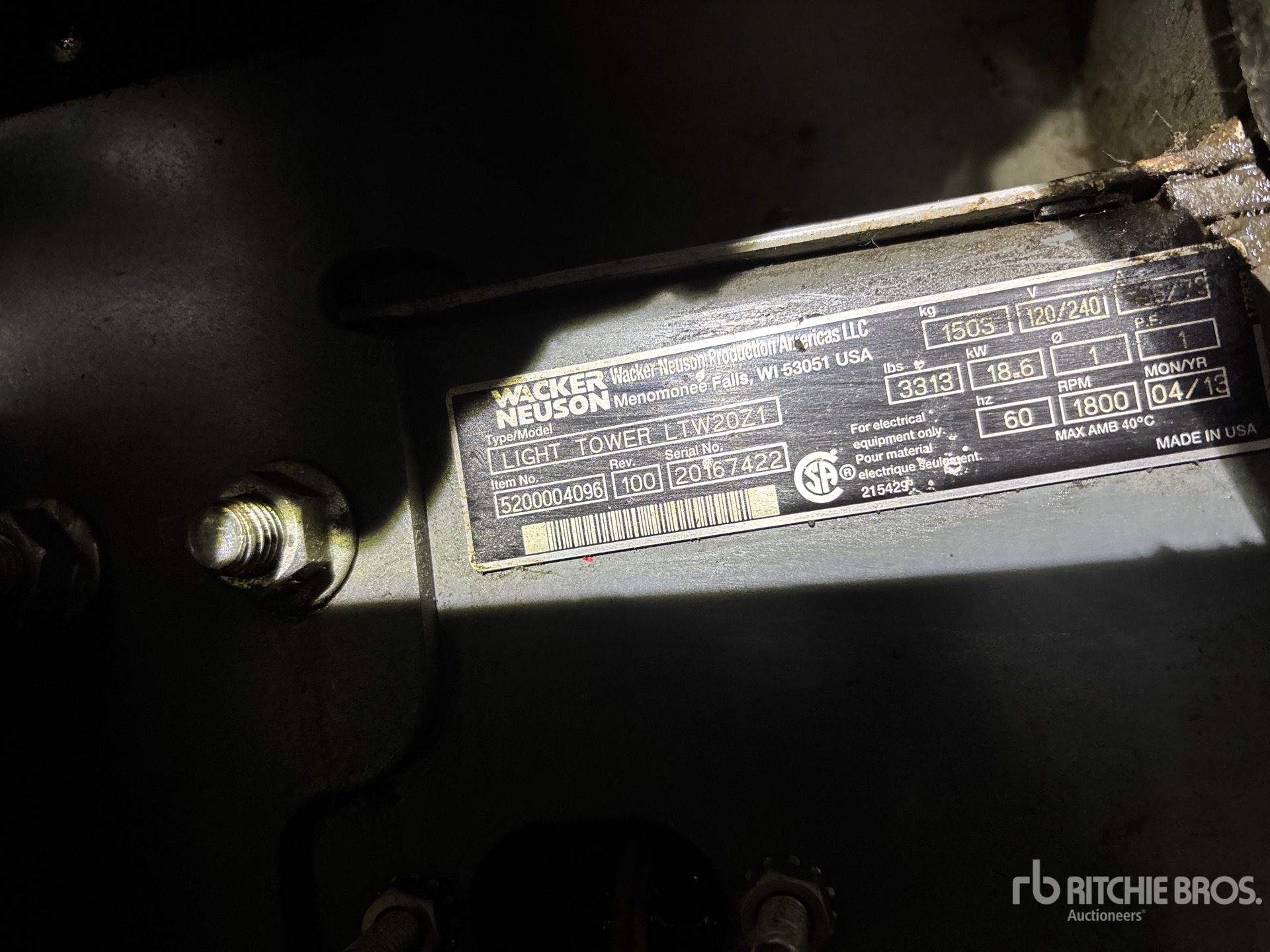 General Appearance with Unit Serial Number