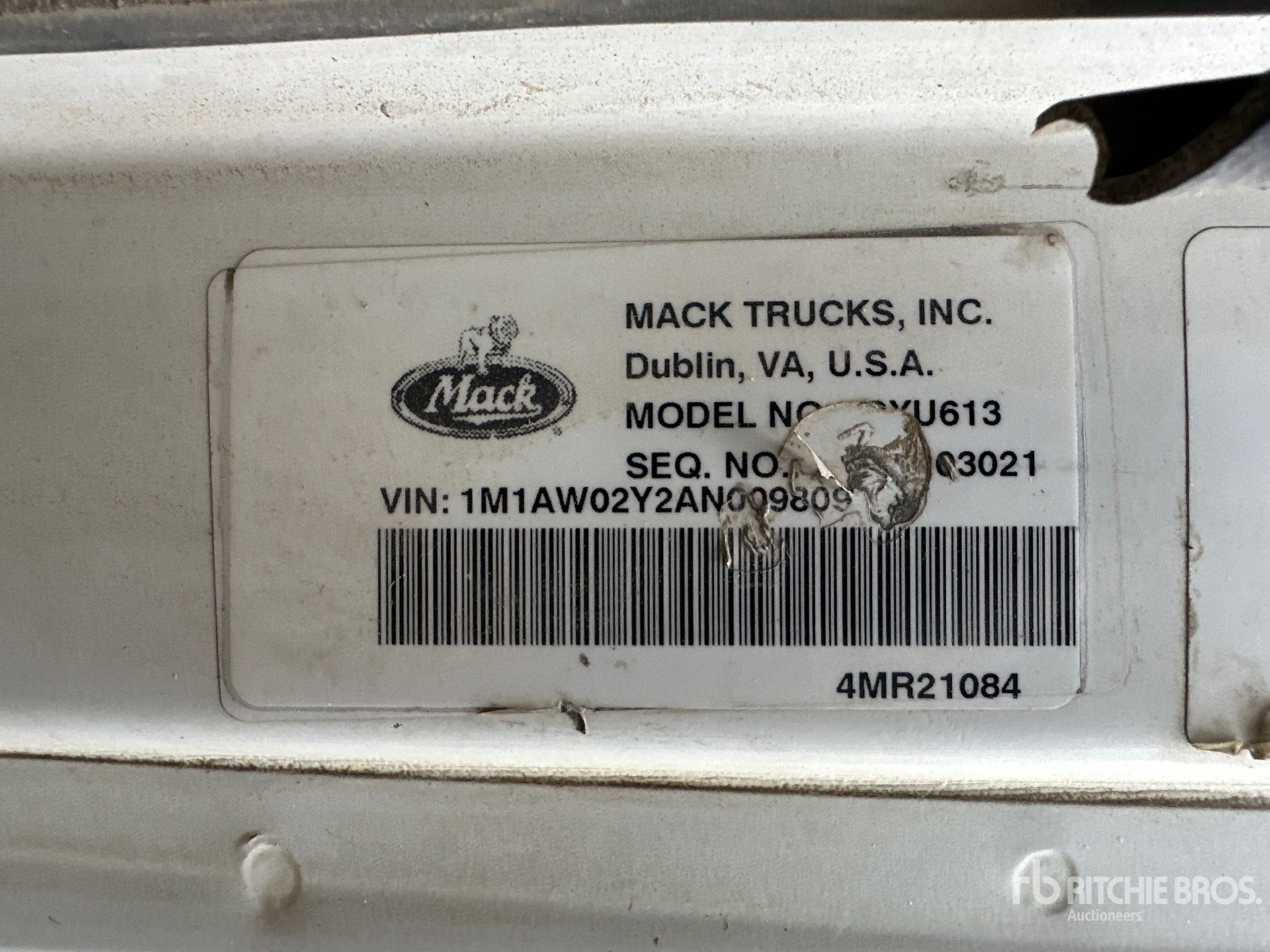 General Appearance with Serial Number / VIN