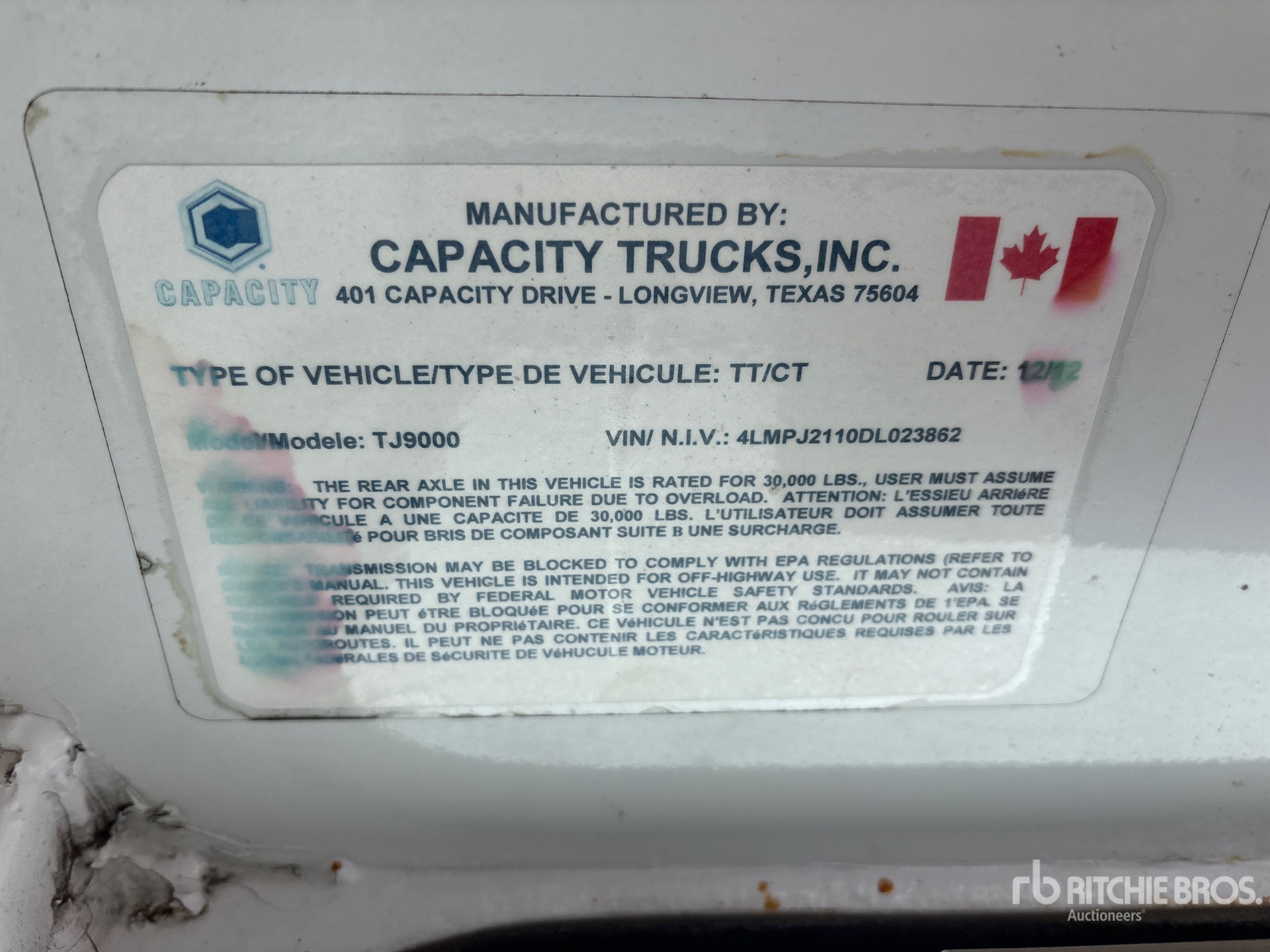 General Appearance with Serial Number / VIN