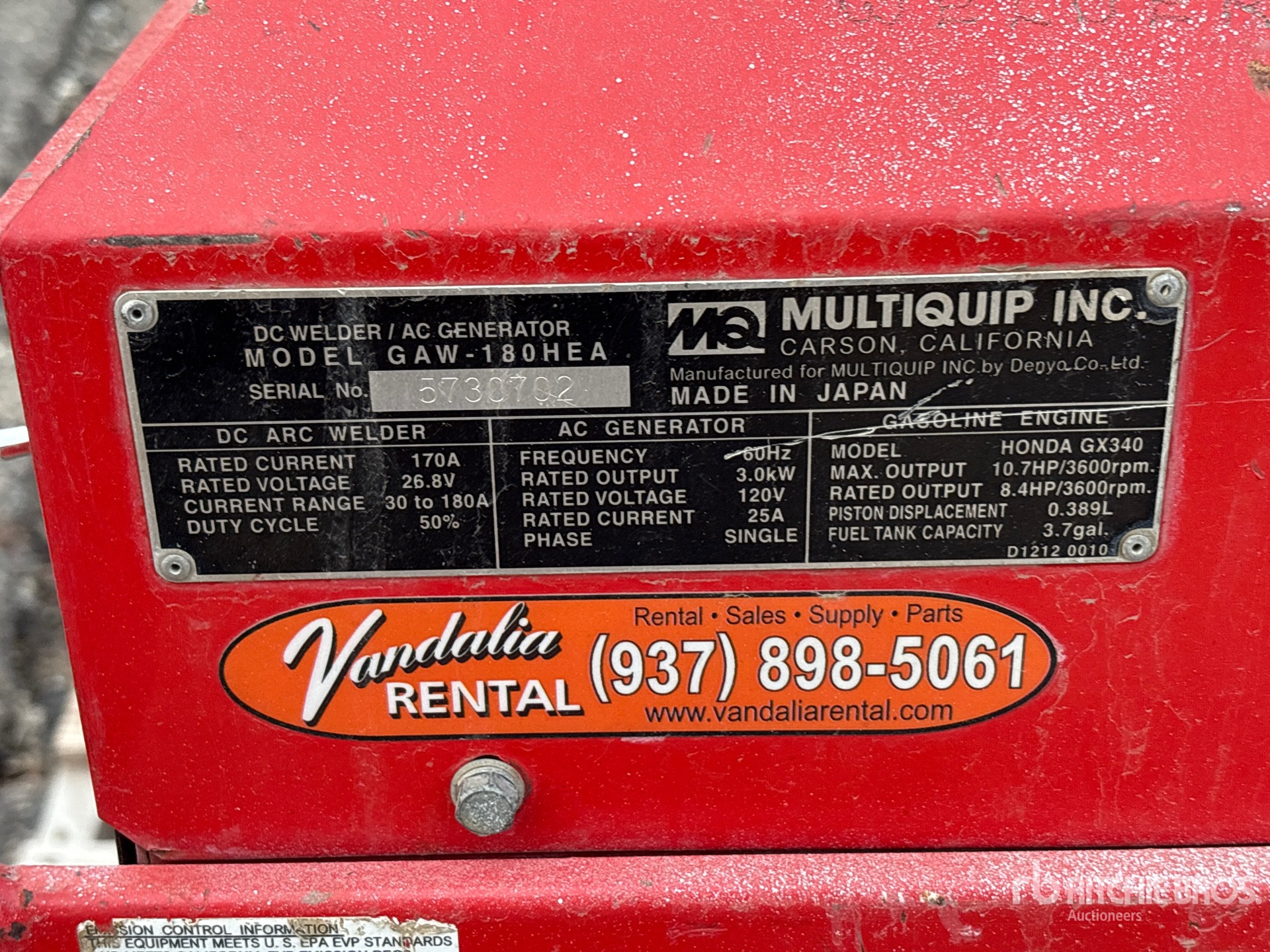 General Appearance with Serial Number / VIN