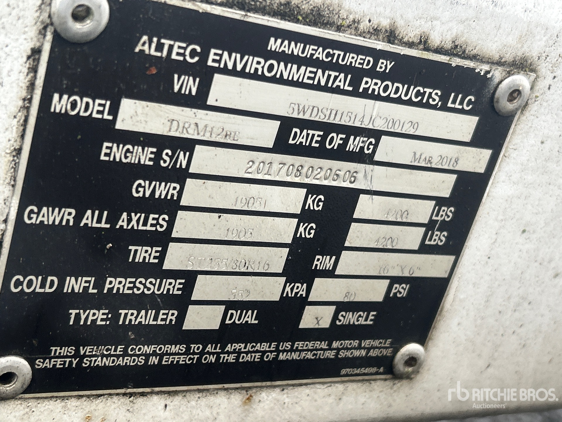 General Appearance with Serial Number / VIN