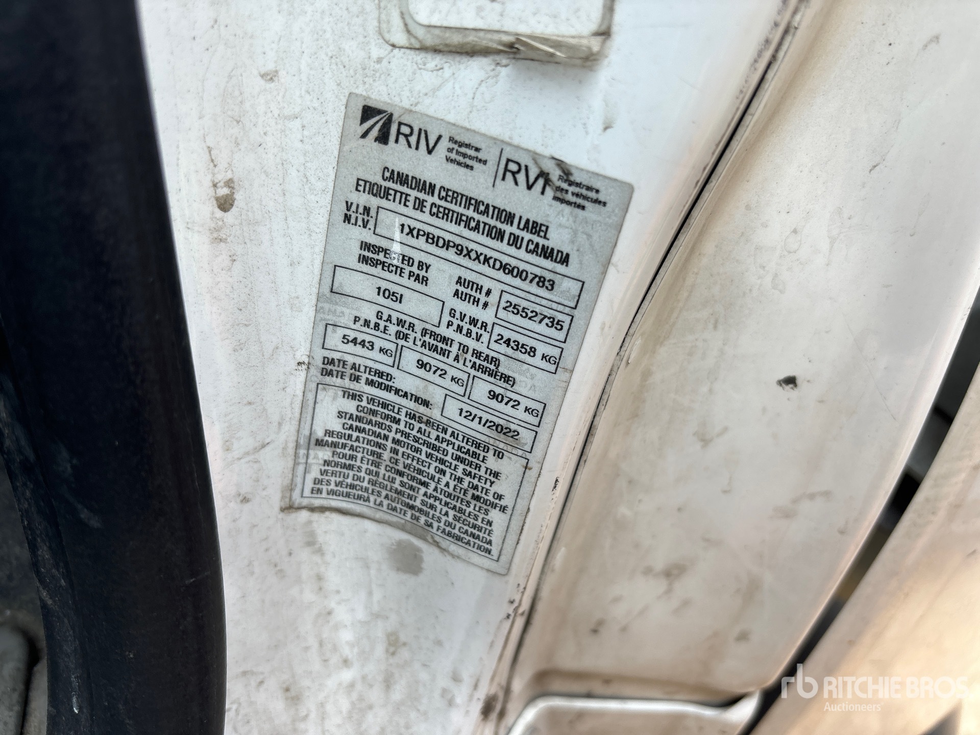 General Appearance with Serial Number / VIN