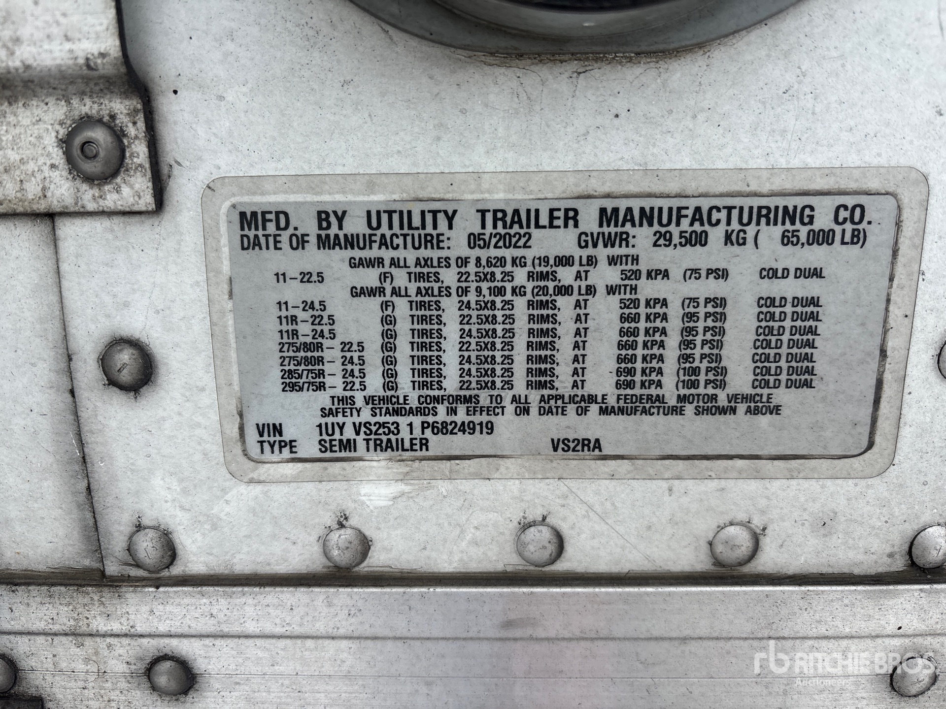 General Appearance with Serial Number / VIN