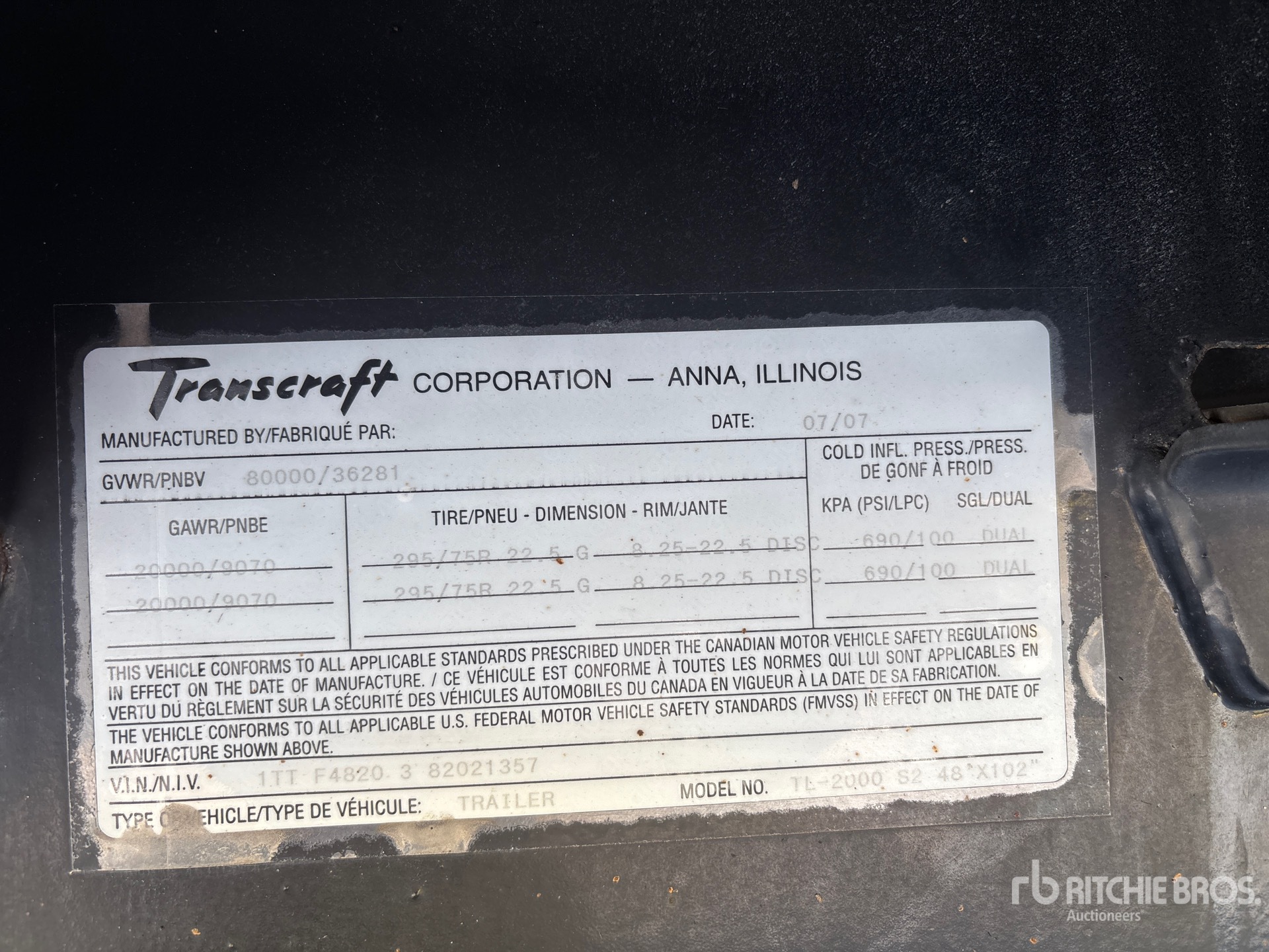 General Appearance with Serial Number / VIN