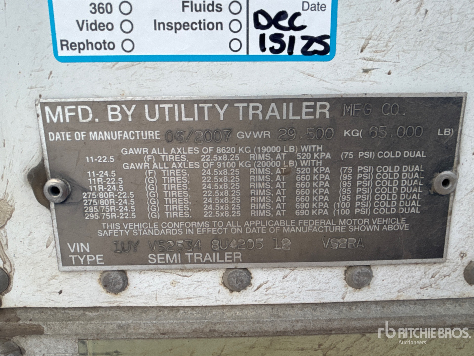 General Appearance with Serial Number / VIN