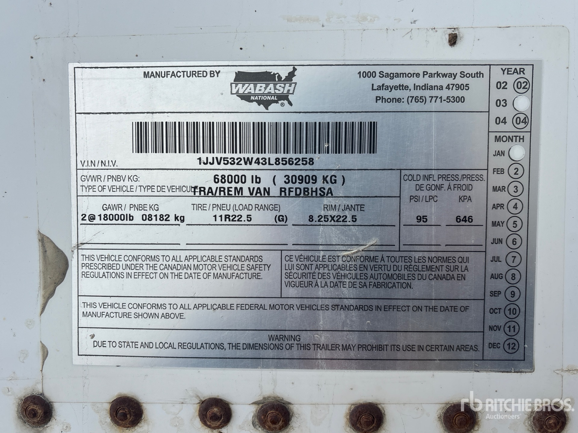 General Appearance with Serial Number / VIN