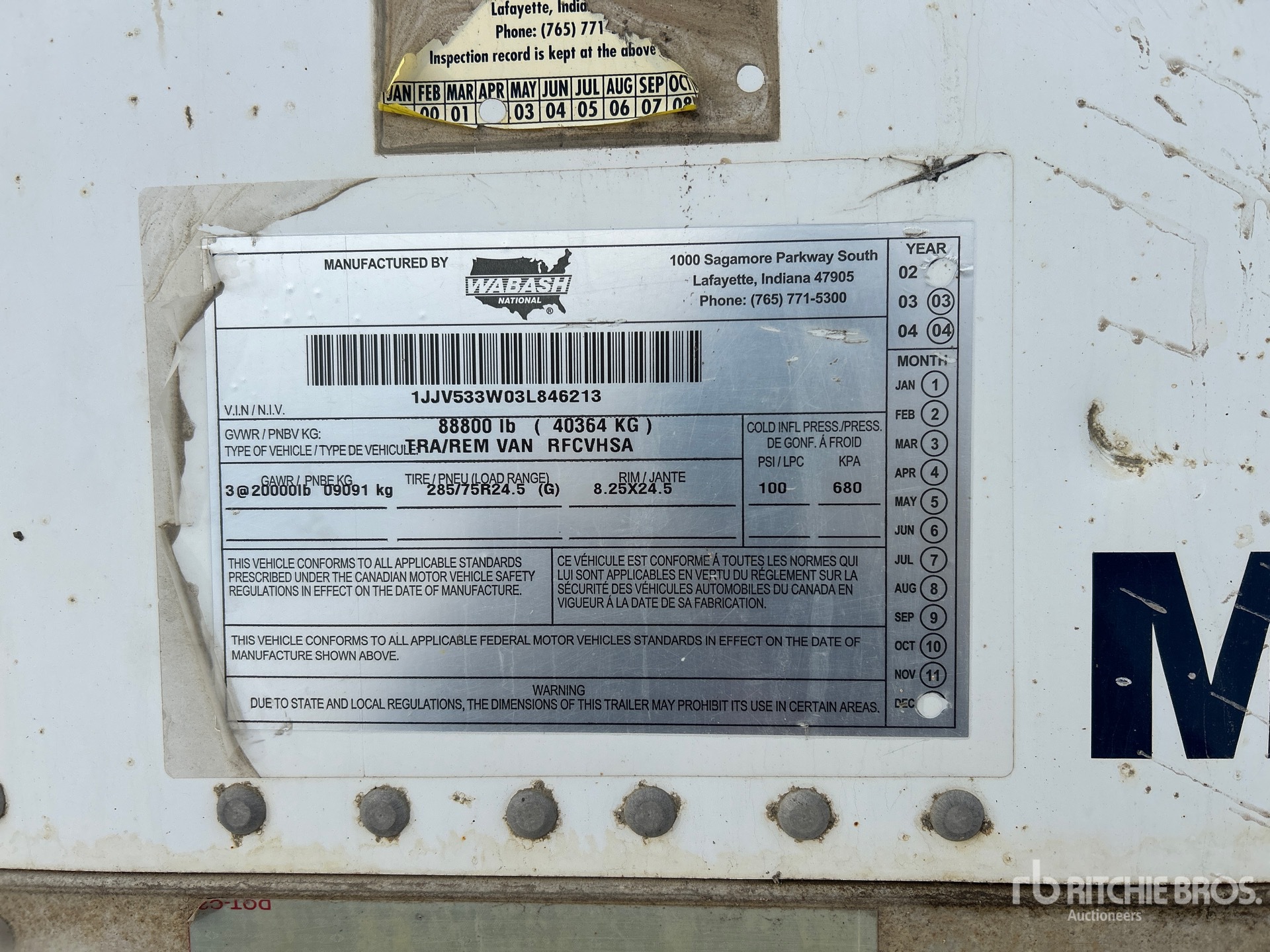 General Appearance with Serial Number / VIN