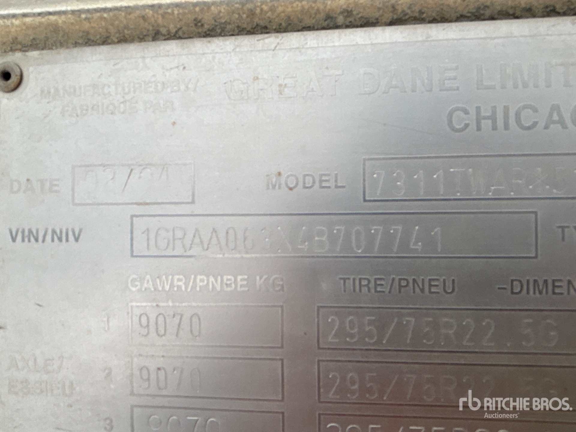 General Appearance with Serial Number / VIN