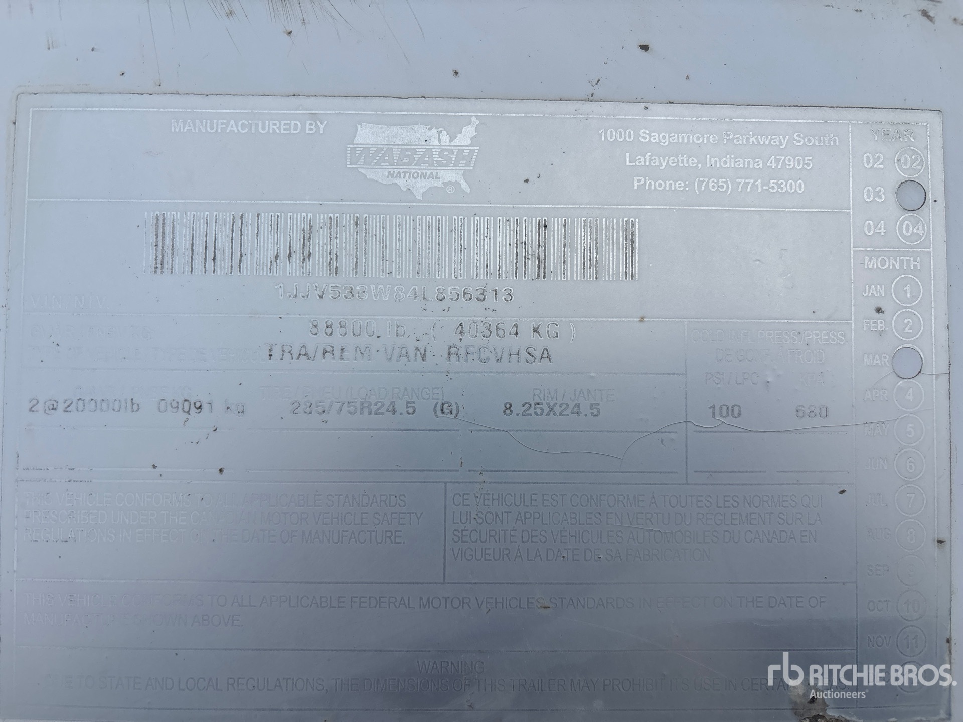 General Appearance with Serial Number / VIN