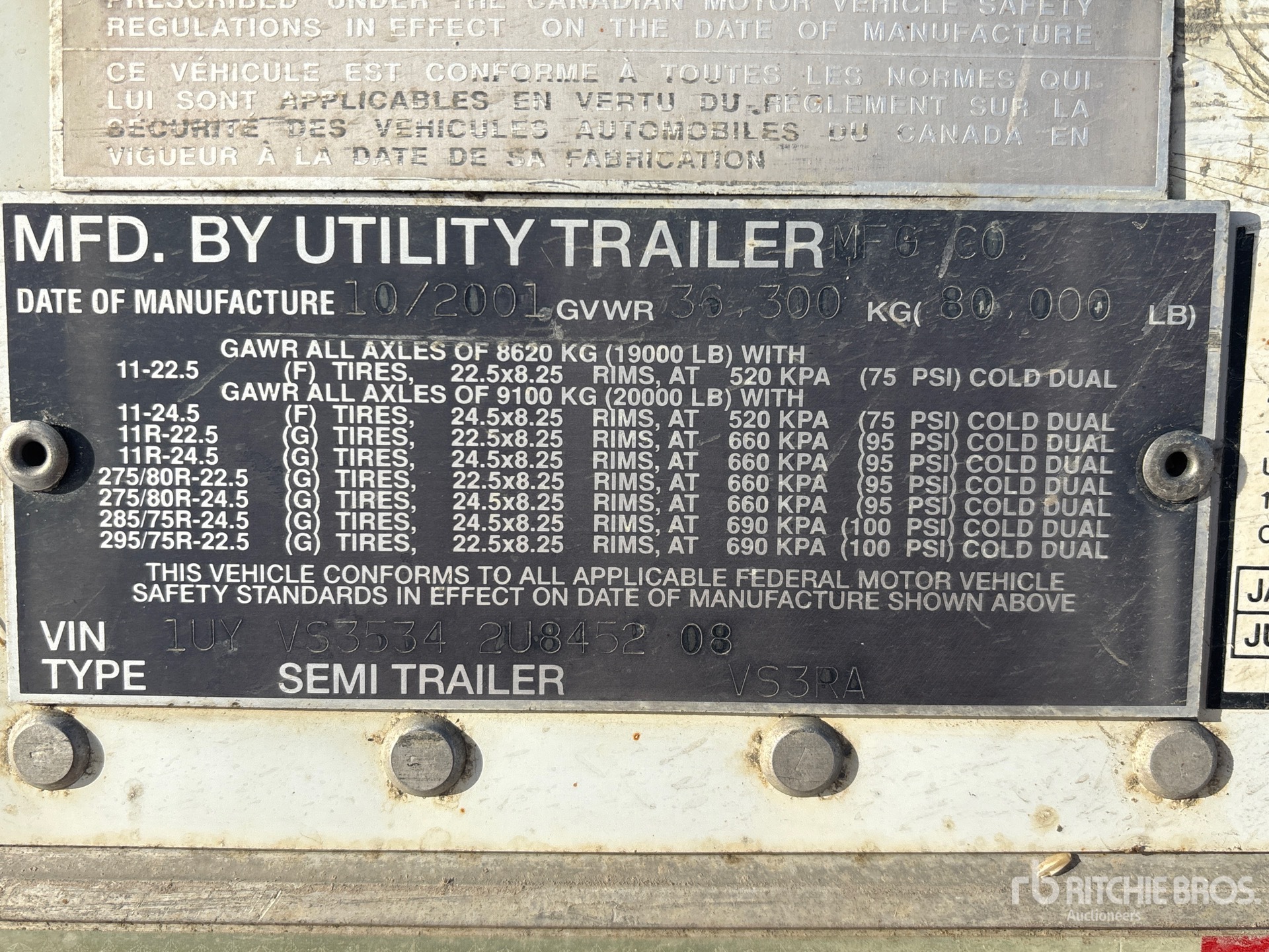 General Appearance with Serial Number / VIN