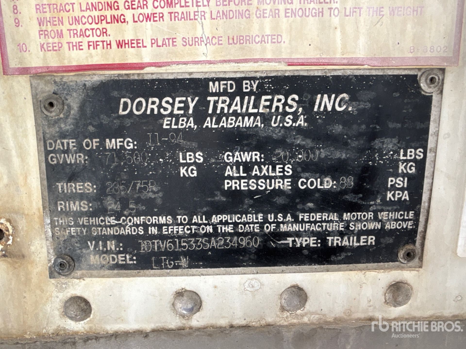 General Appearance with Serial Number / VIN