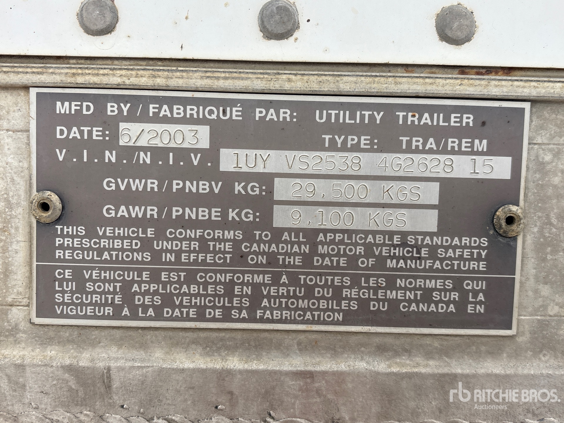 General Appearance with N.º de serie/VIN