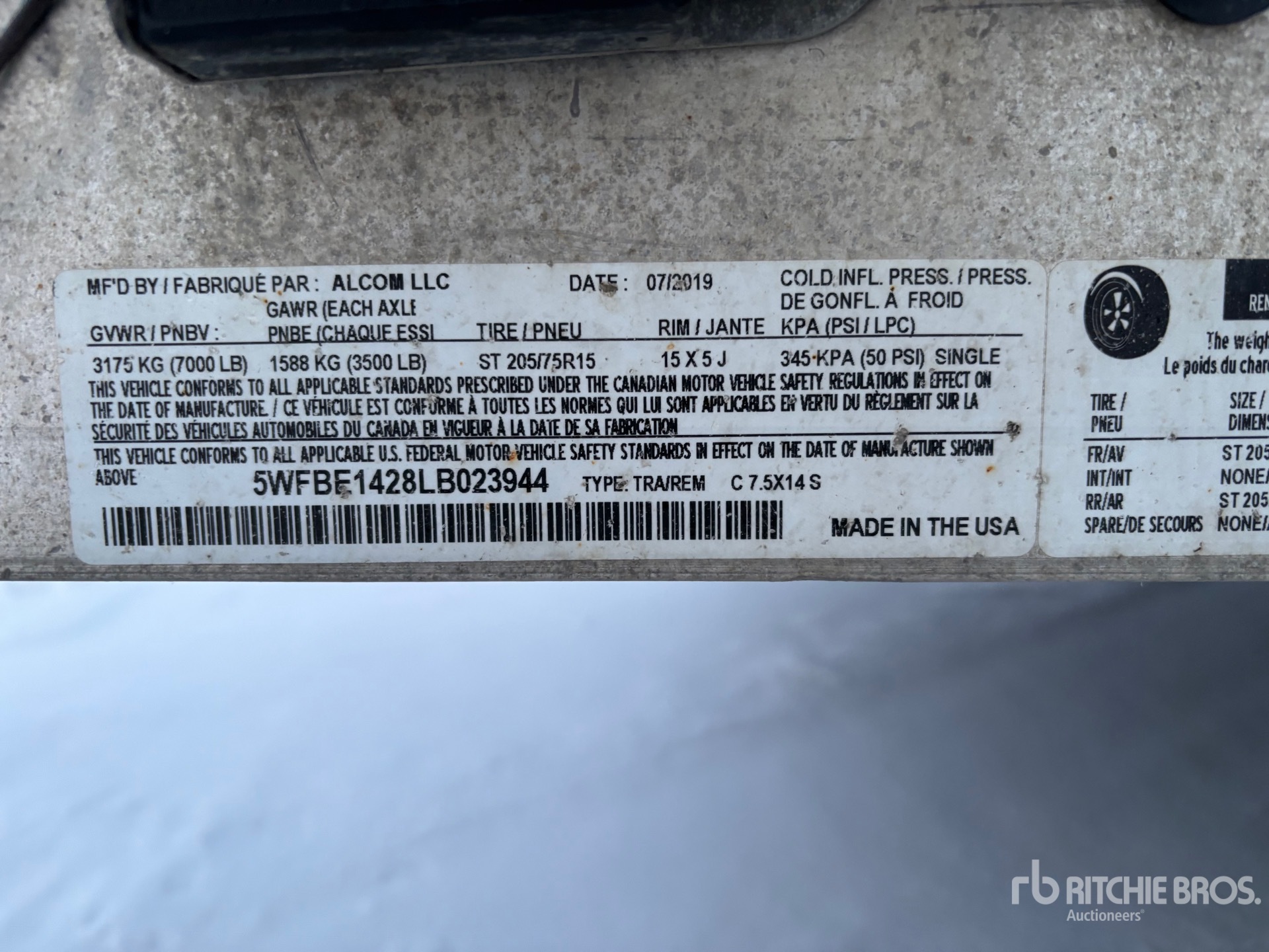 General Appearance with Serial Number / VIN