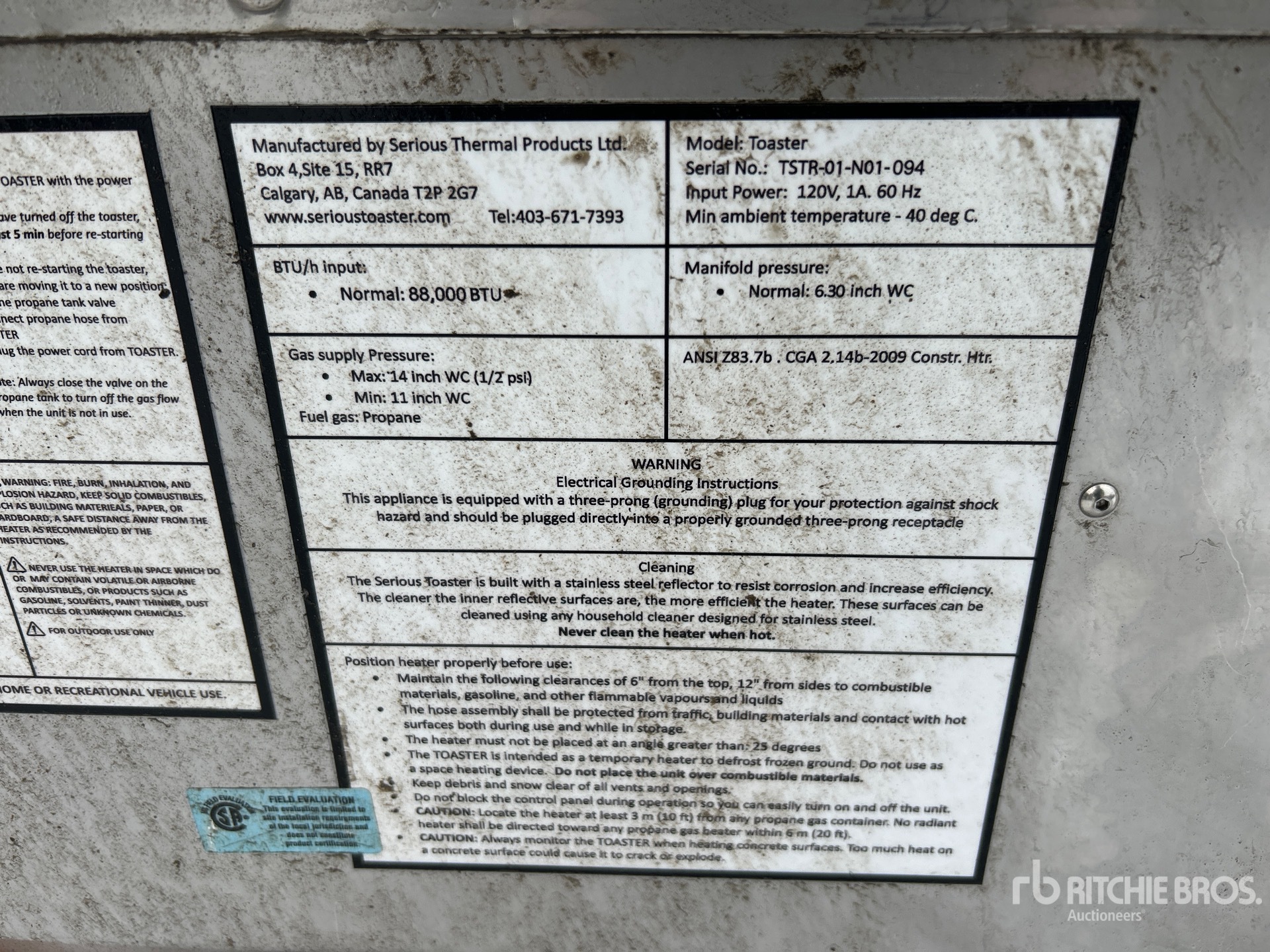 General Appearance with Serial Number / VIN