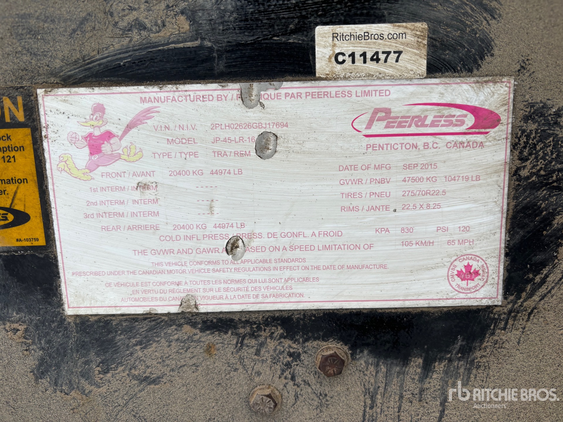 General Appearance with Serial Number / VIN