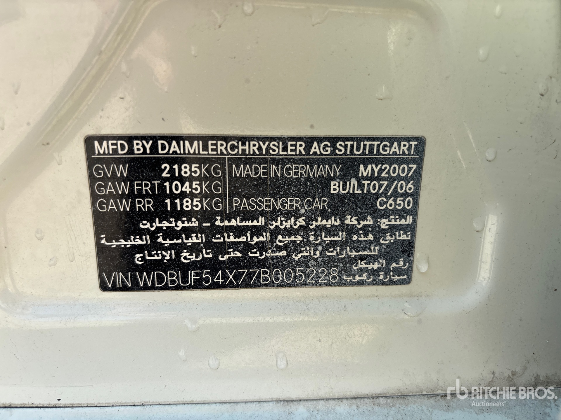 General Appearance with N.º de serie/VIN