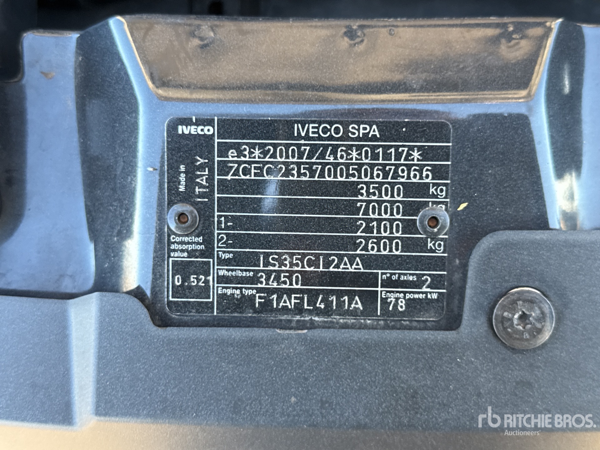 General Appearance with Serial Number / VIN