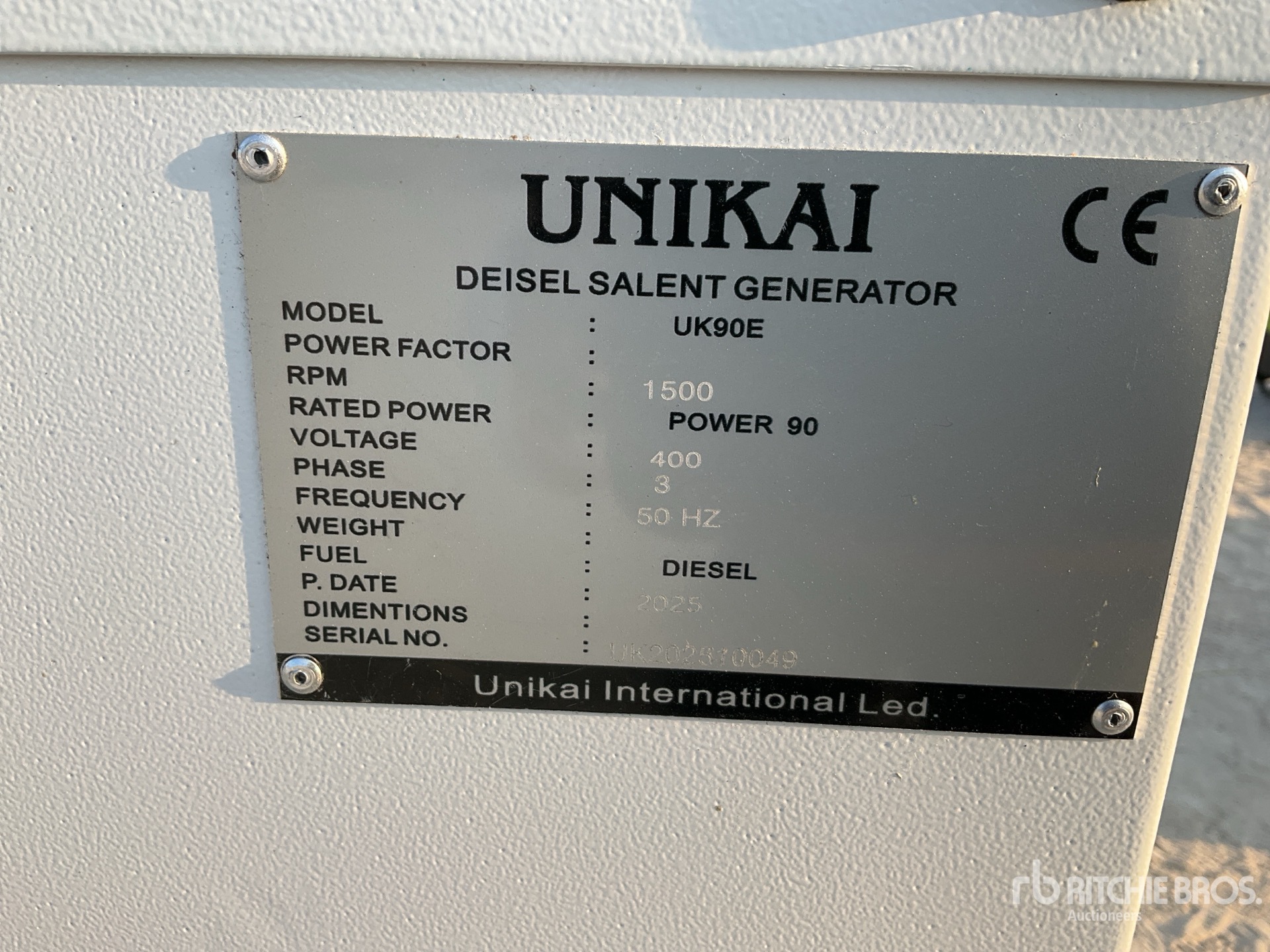 General Appearance with Serial Number / VIN