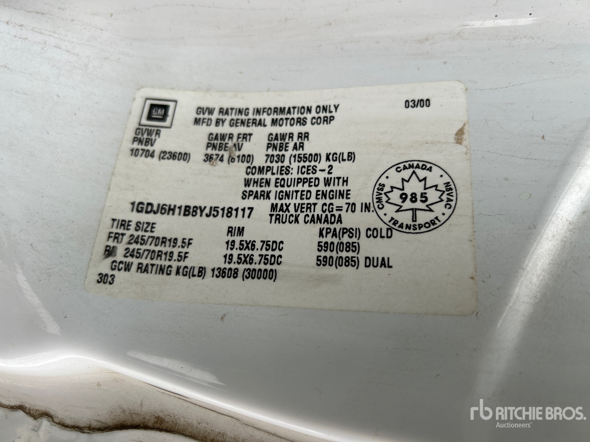 General Appearance with Serial Number / VIN