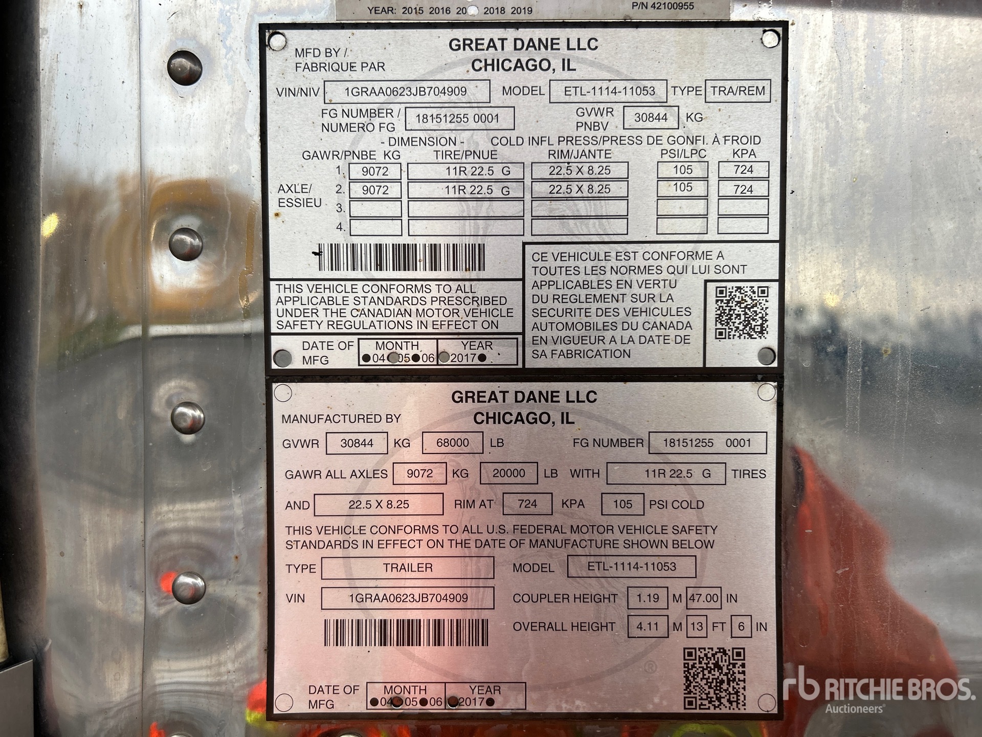 General Appearance with Serial Number / VIN