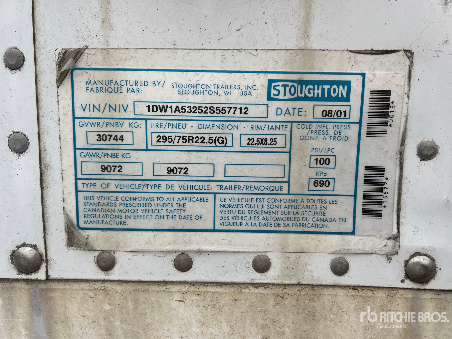 General Appearance with Serial Number / VIN