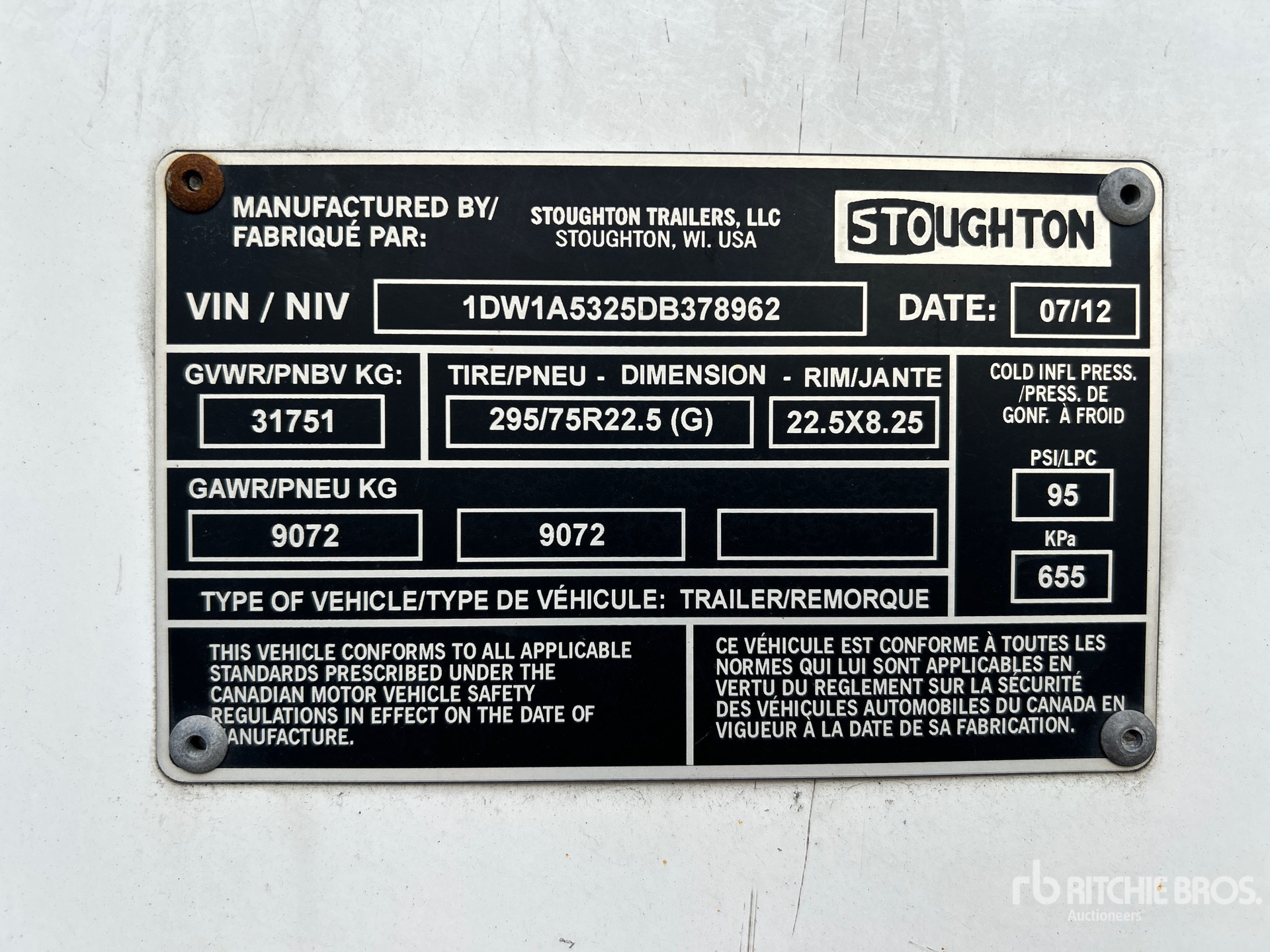 General Appearance with Serial Number / VIN