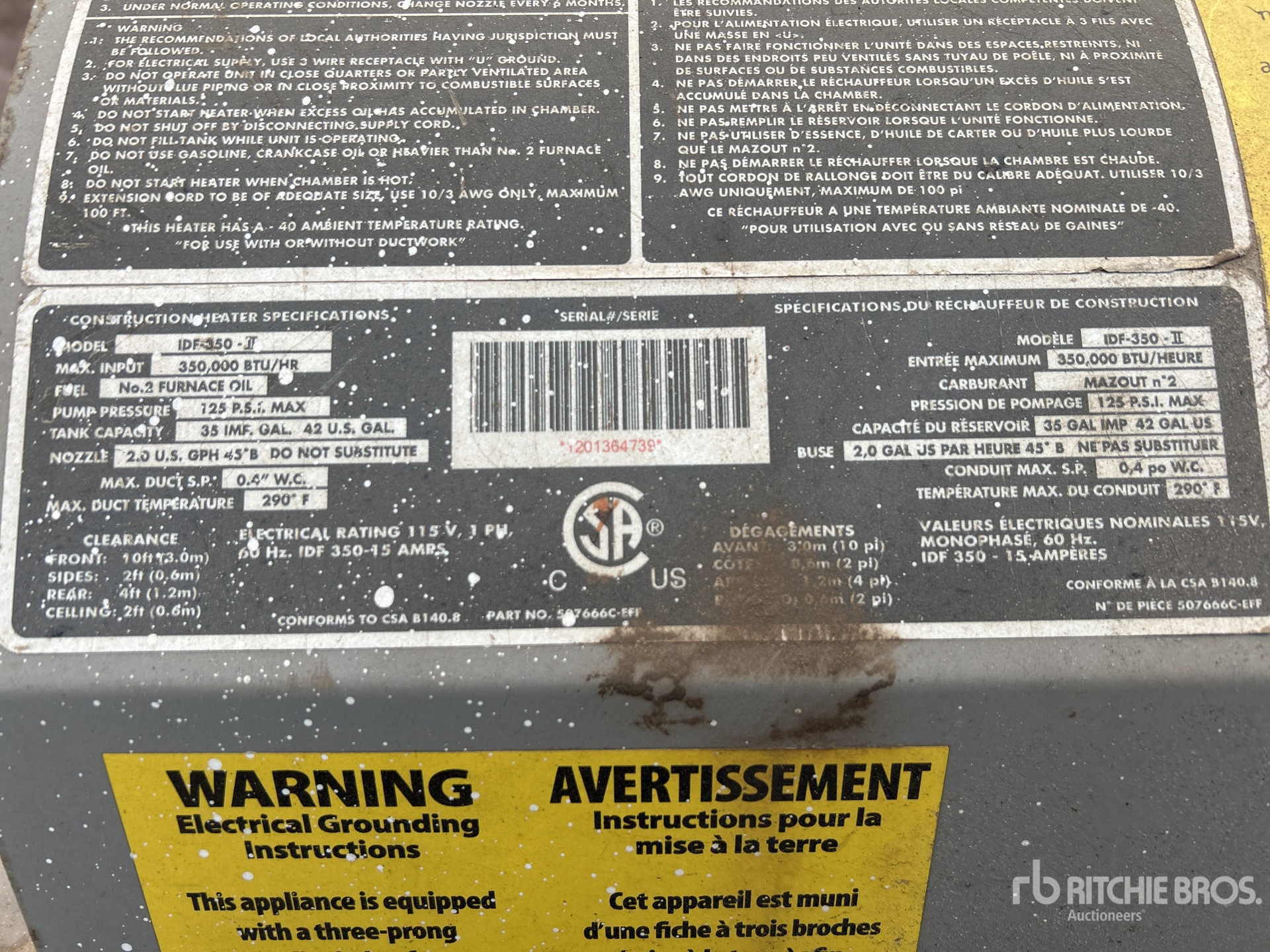 General Appearance with Serial Number / VIN