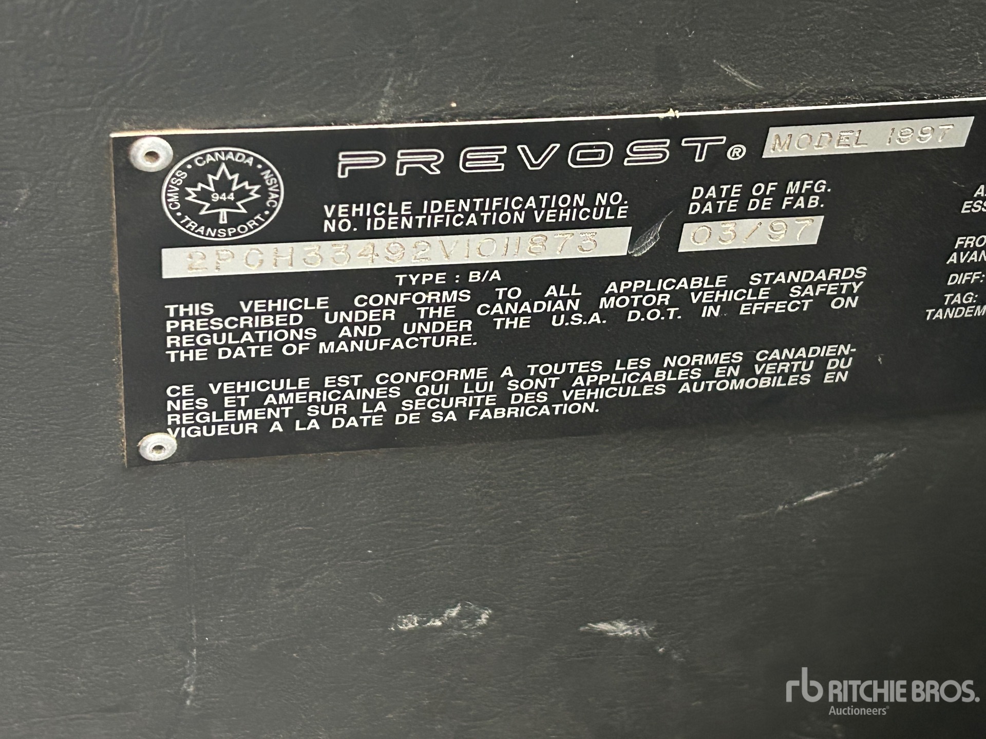 General Appearance with Numéro de série/Numéro d'identification du véhicule automobile