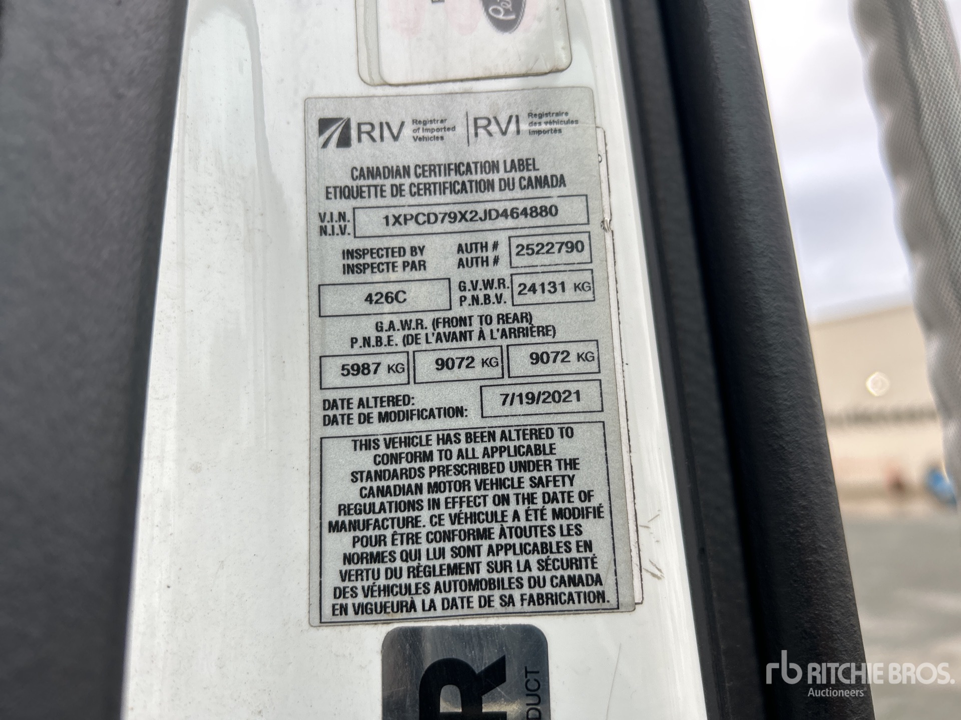 General Appearance with Serial Number / VIN