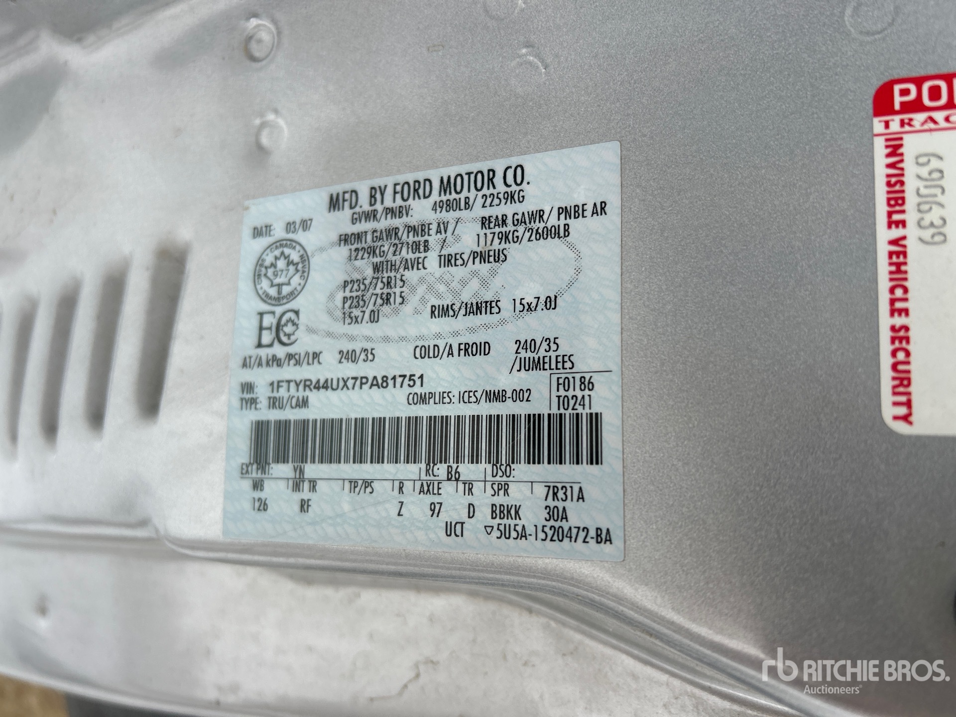 General Appearance with Serial Number / VIN