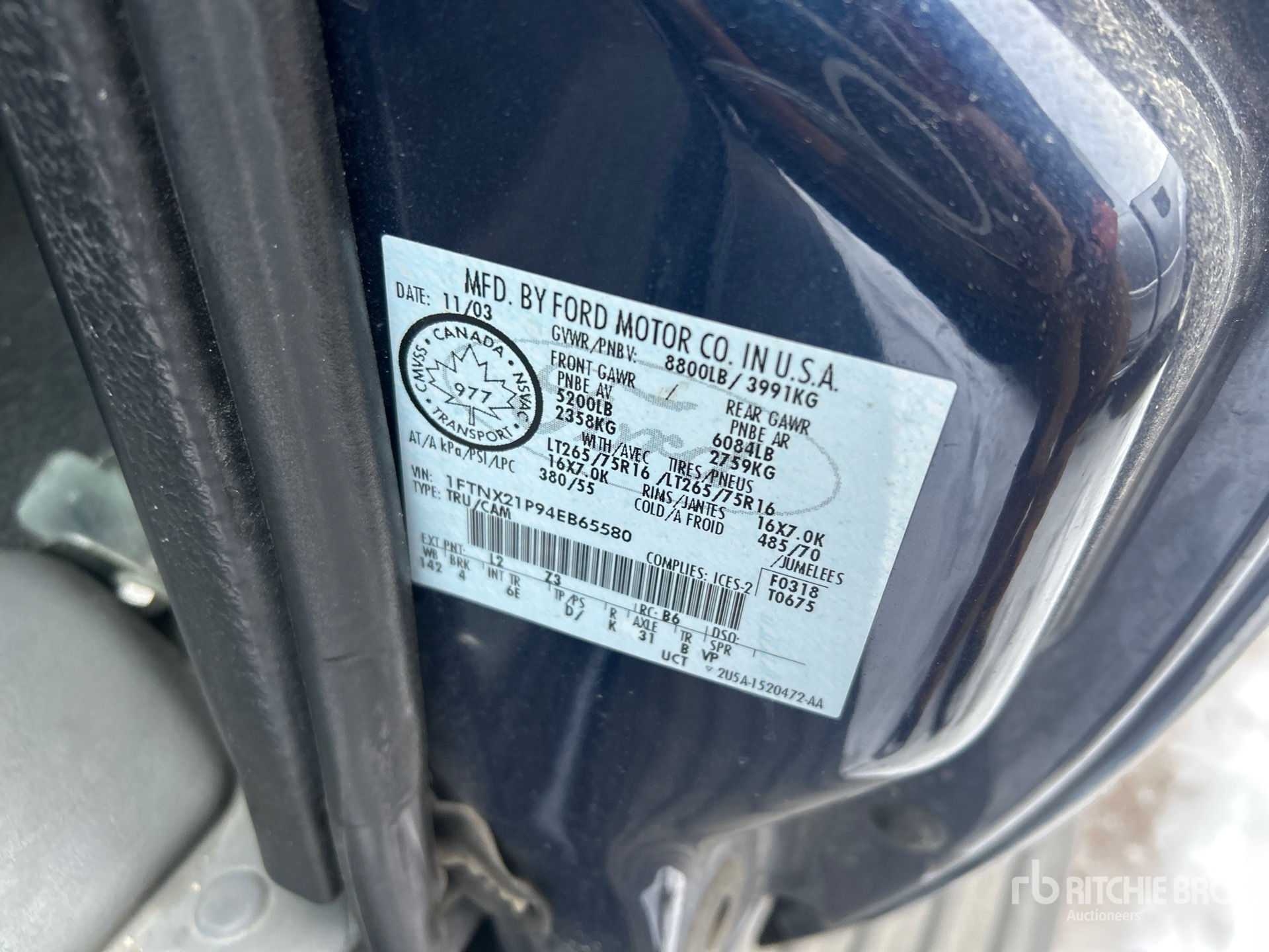 General Appearance with Serial Number / VIN