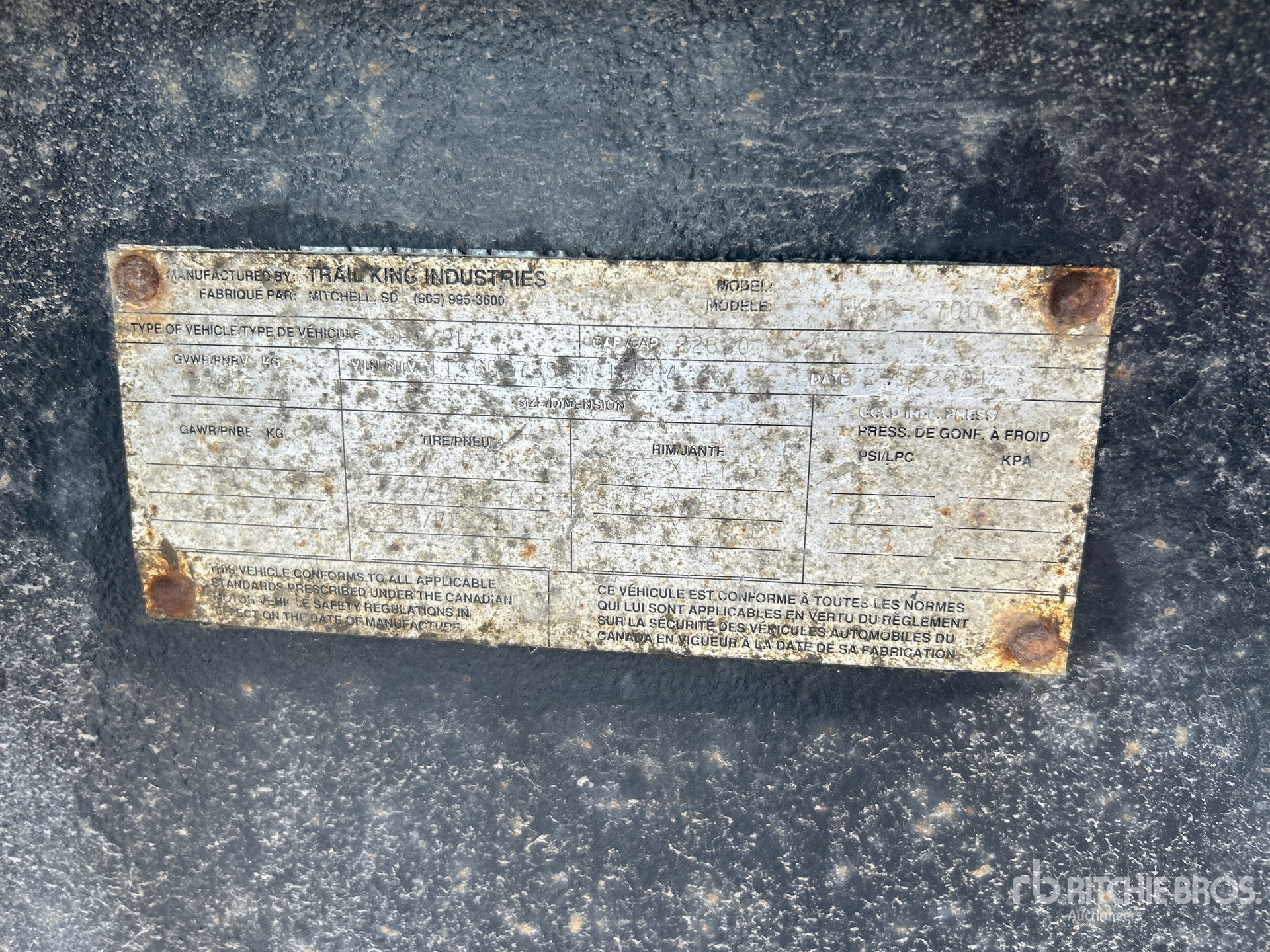 General Appearance with Serial Number / VIN