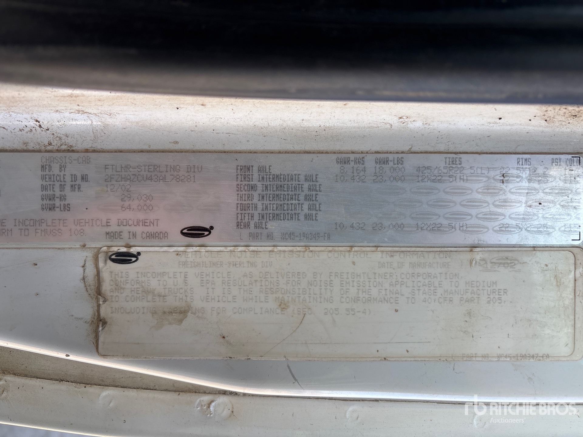 General Appearance with Serial Number / VIN