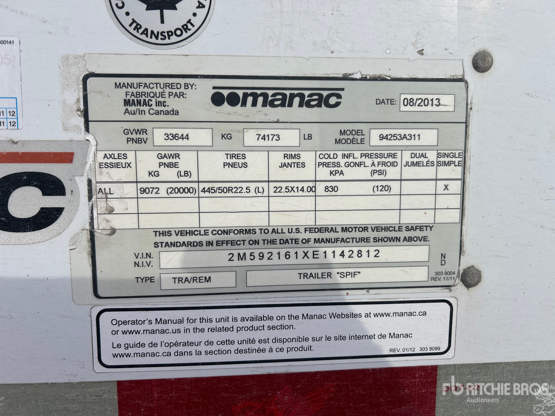 General Appearance with Serial Number / VIN