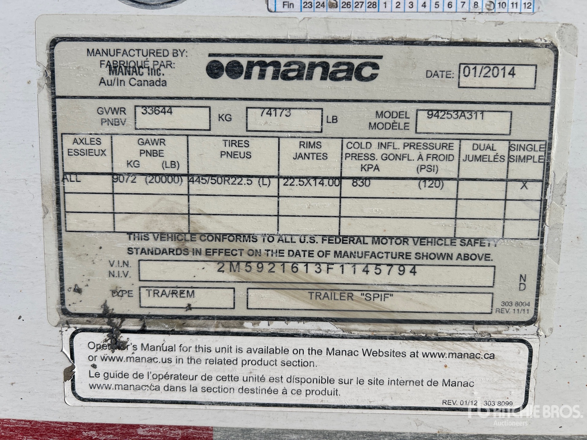 General Appearance with Serial Number / VIN