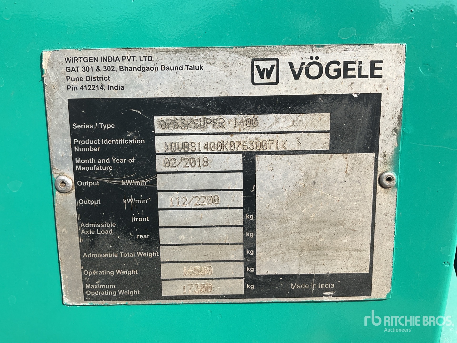 General Appearance with Serial Number / VIN