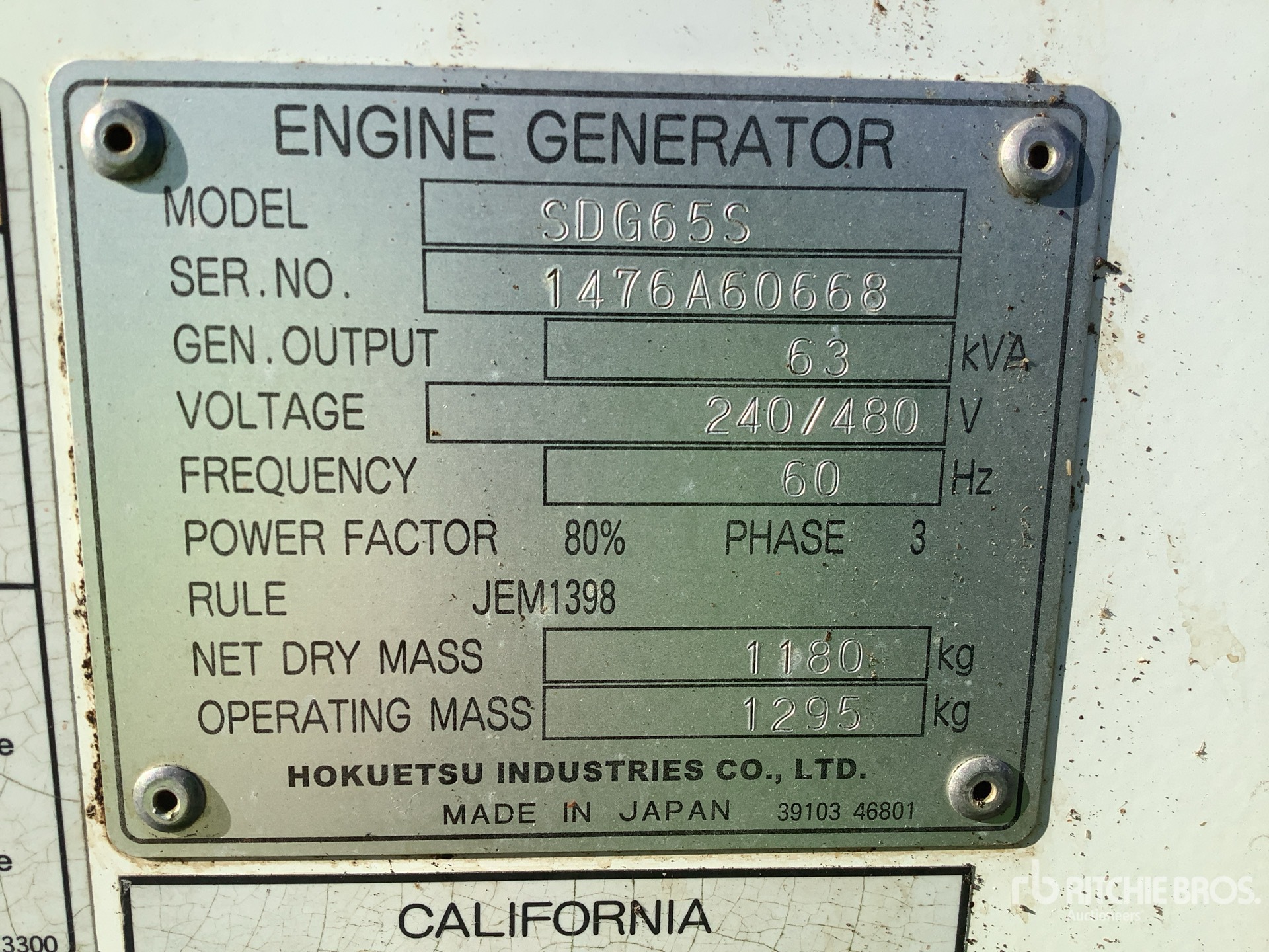 General Appearance with Serial Number / VIN