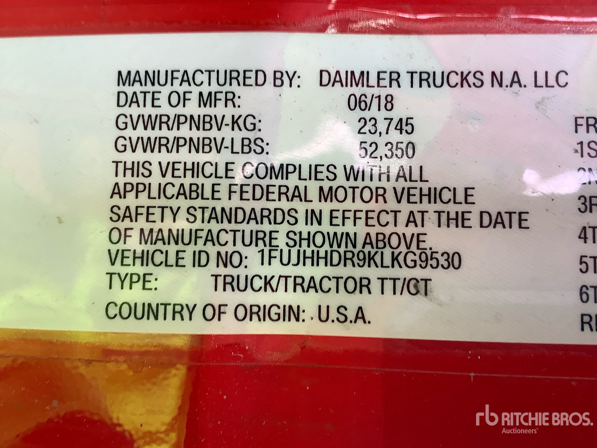 General Appearance with Serial Number / VIN