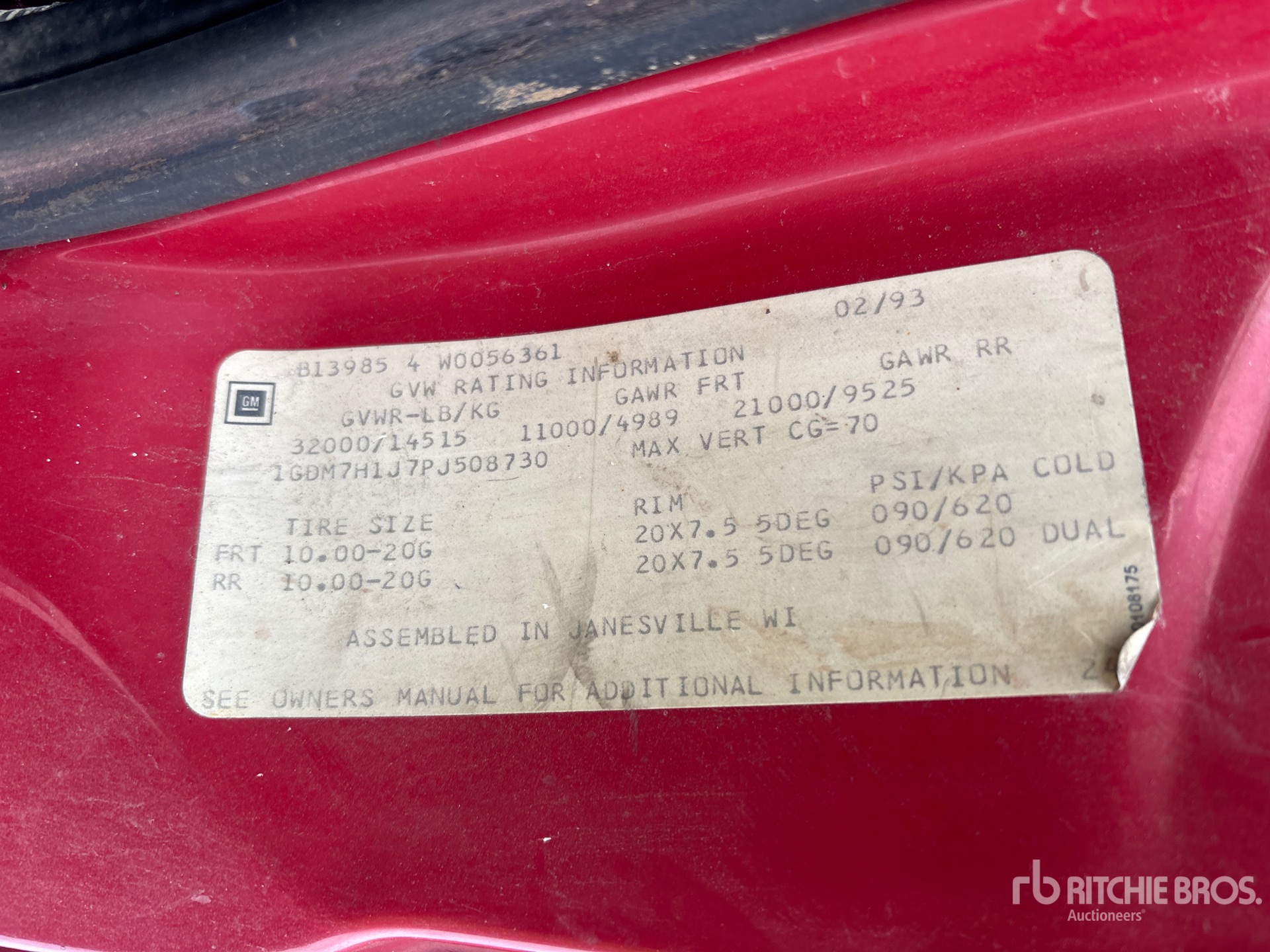 General Appearance with Serial Number / VIN