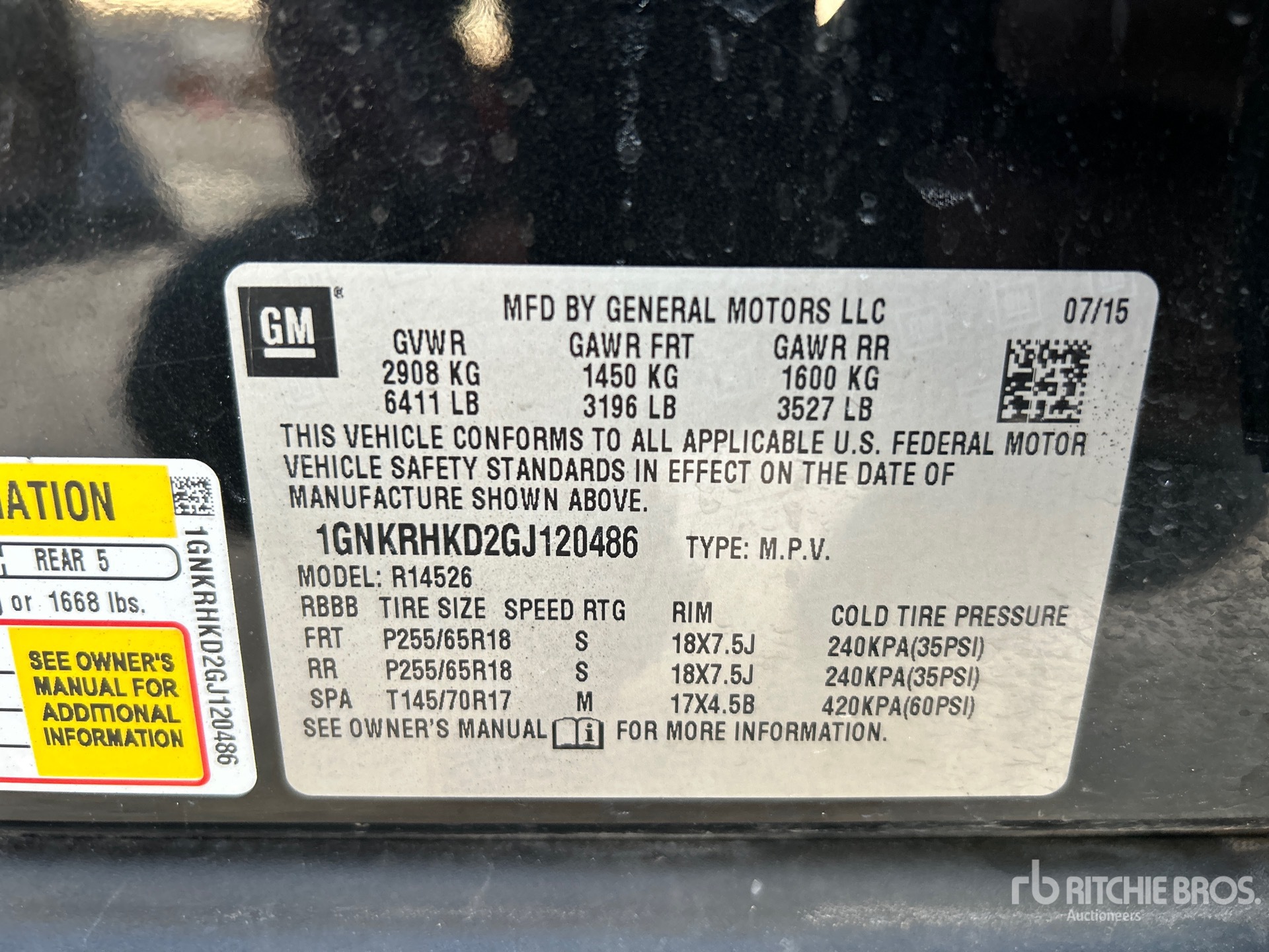 General Appearance with Serial Number / VIN