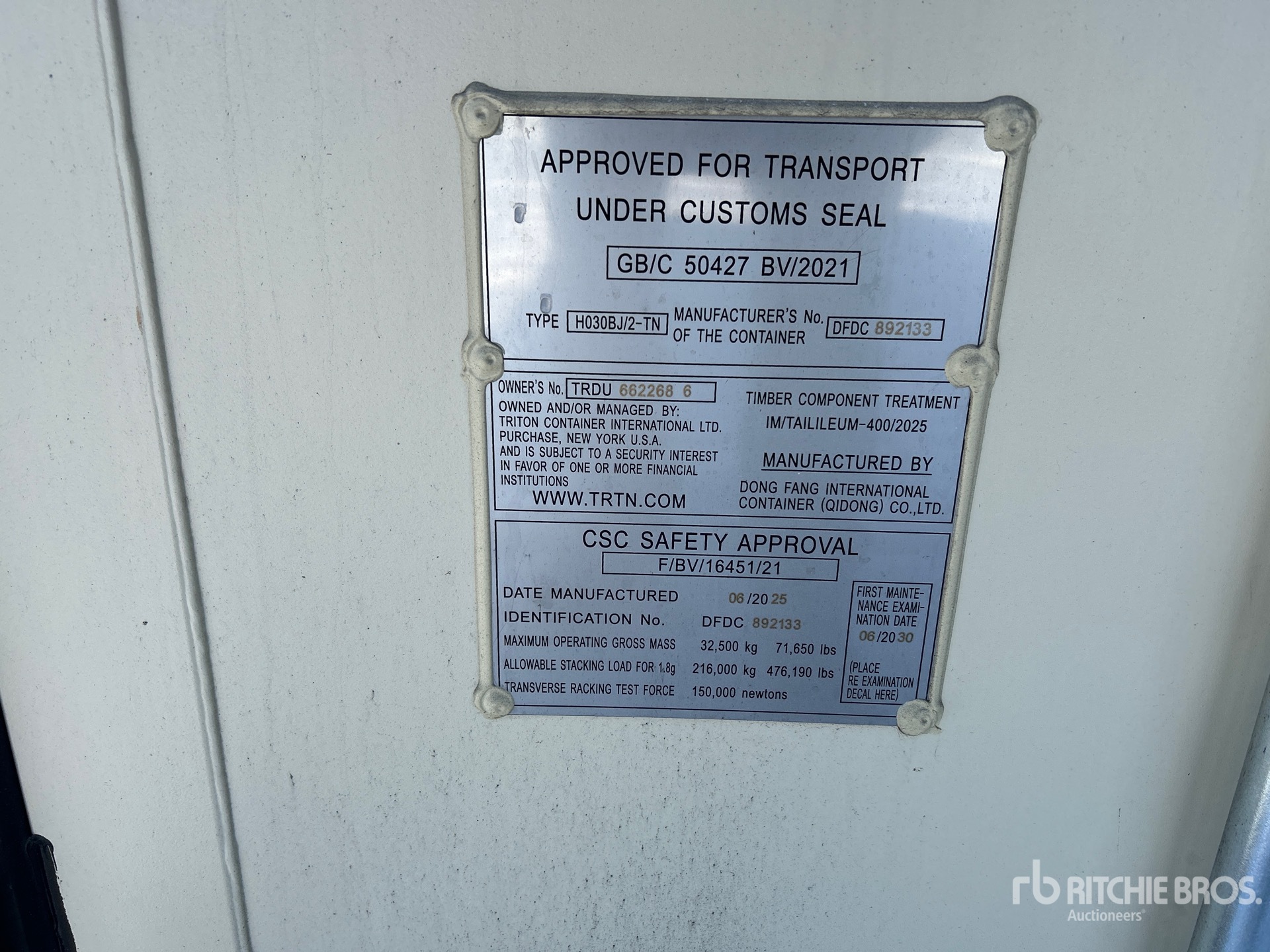 General Appearance with Serial Number / VIN