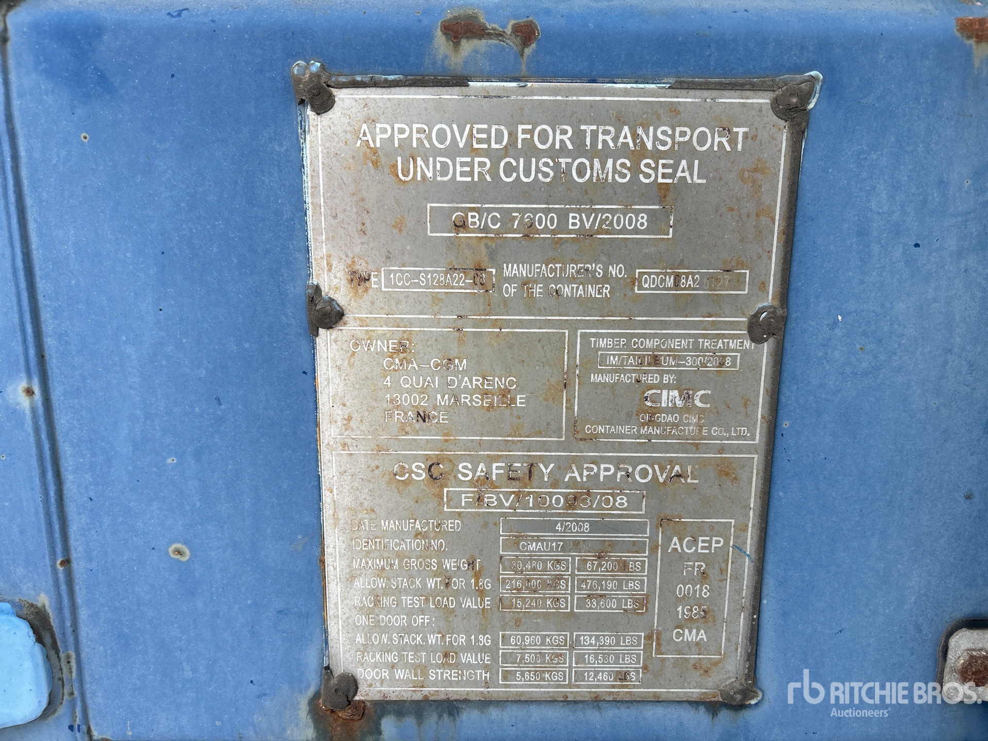 General Appearance with Serial Number / VIN