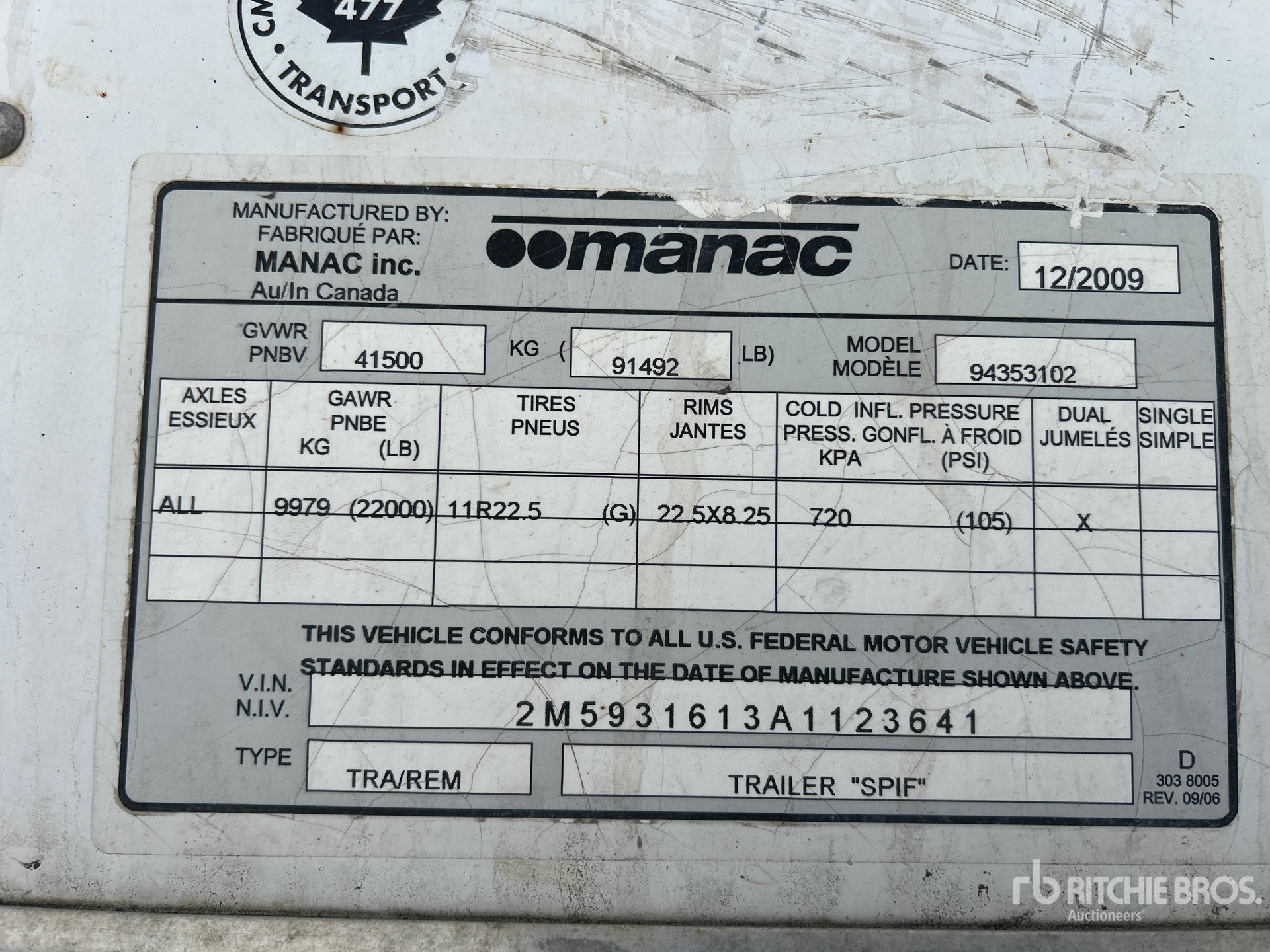 General Appearance with Serial Number / VIN