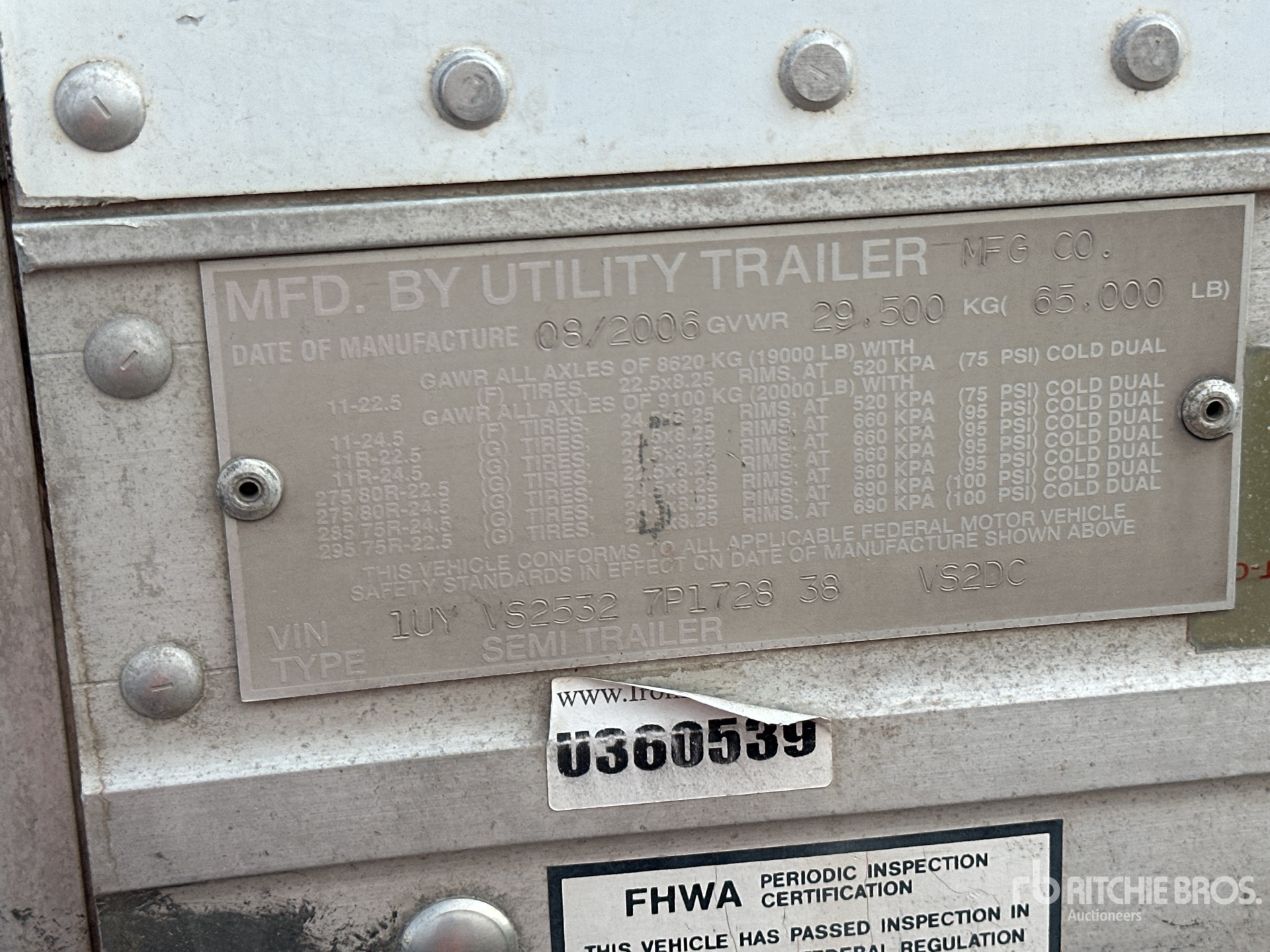 General Appearance with Serial Number / VIN