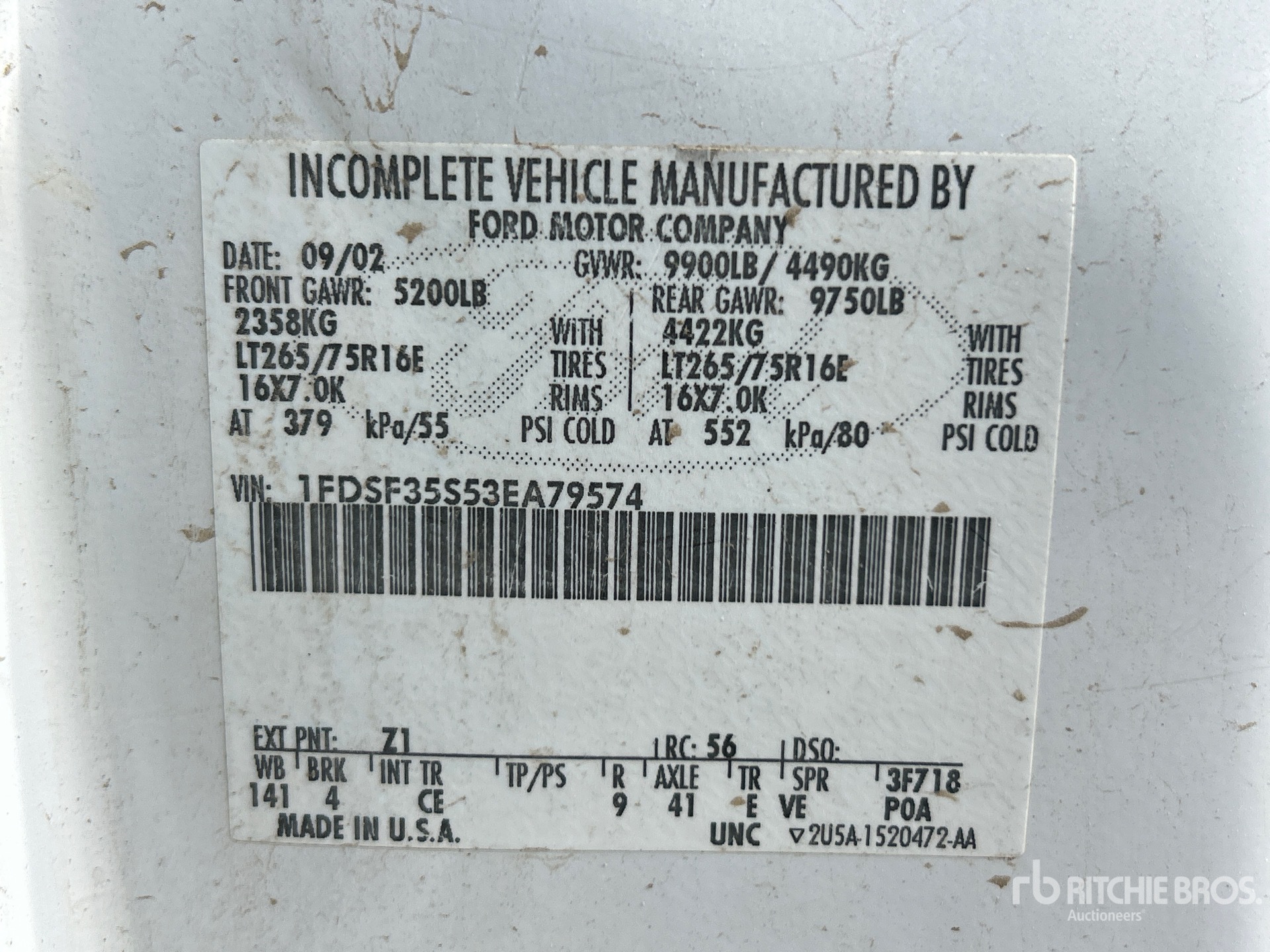 General Appearance with Serial Number / VIN