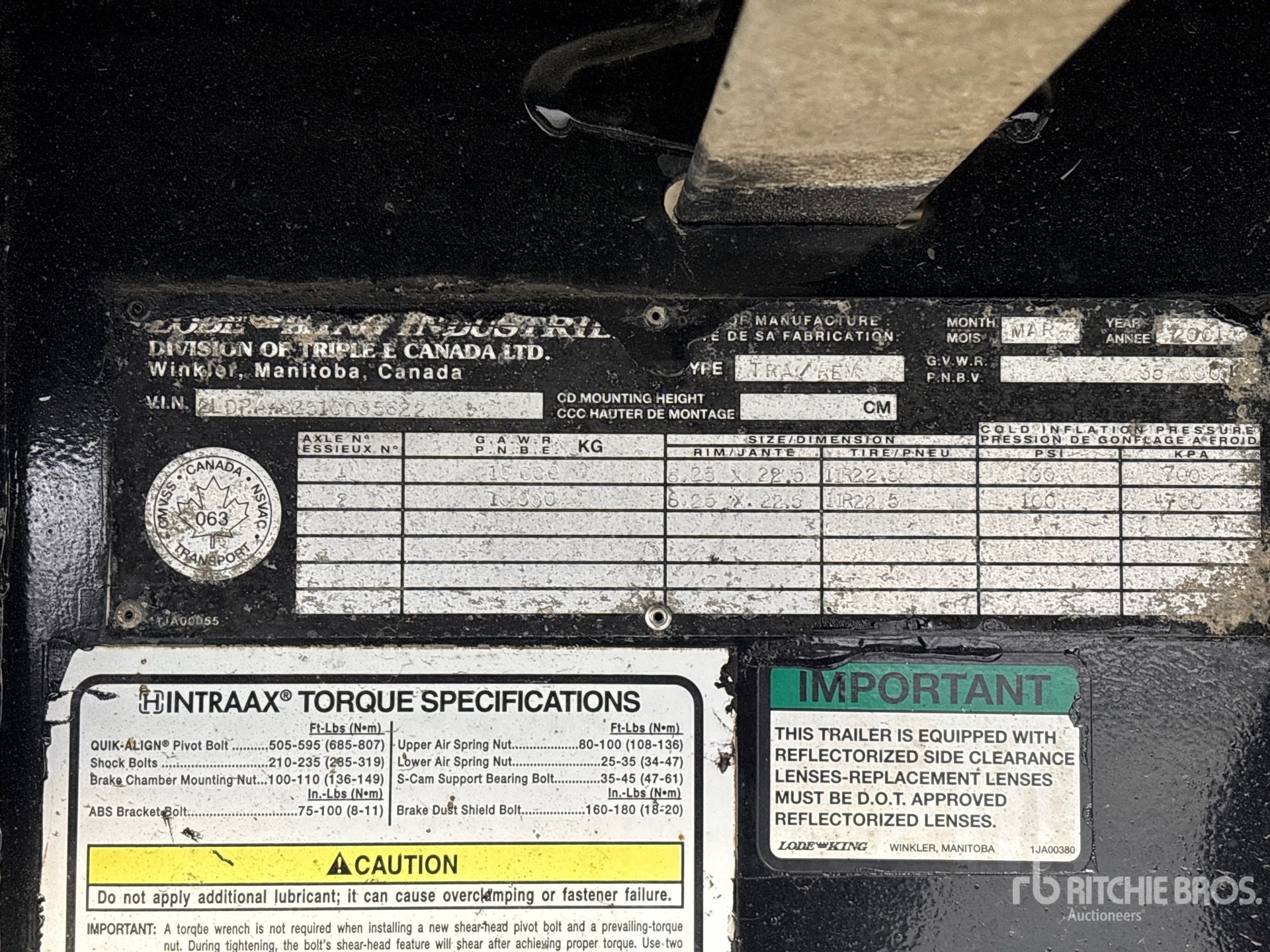 General Appearance with Serial Number / VIN