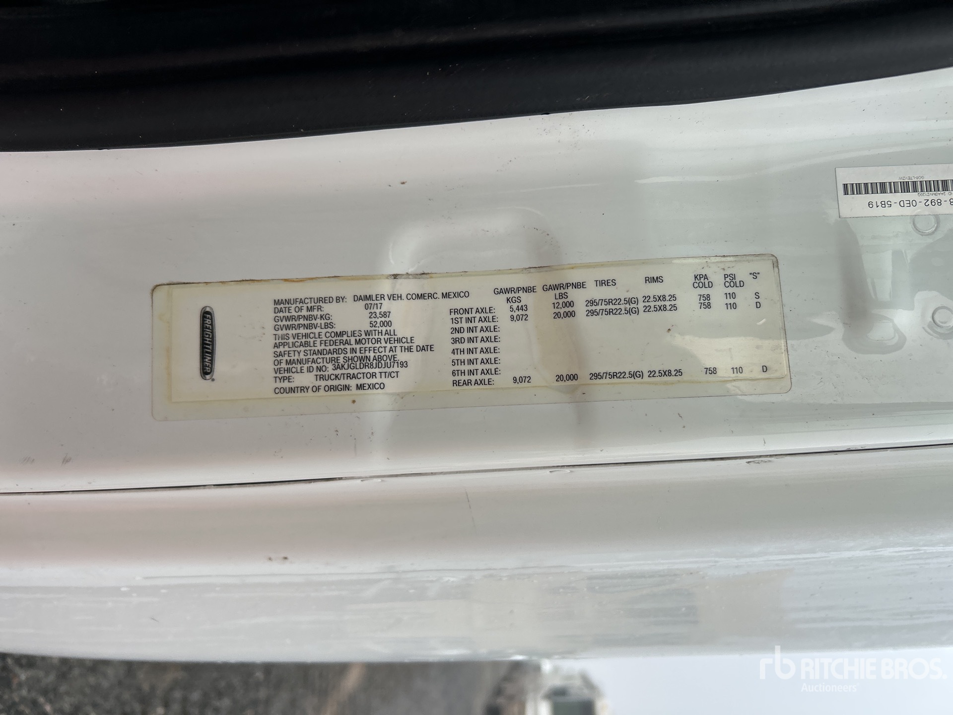 General Appearance with Serial Number / VIN