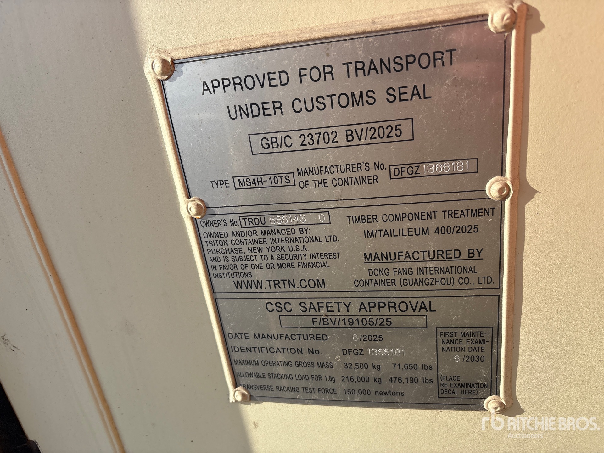 General Appearance with Serial Number / VIN